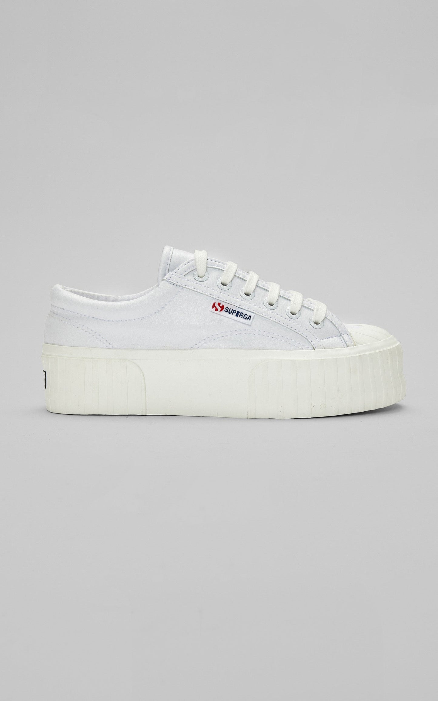 Superga - 2631 Stripe Platform Vegan Leather Sneakers in White