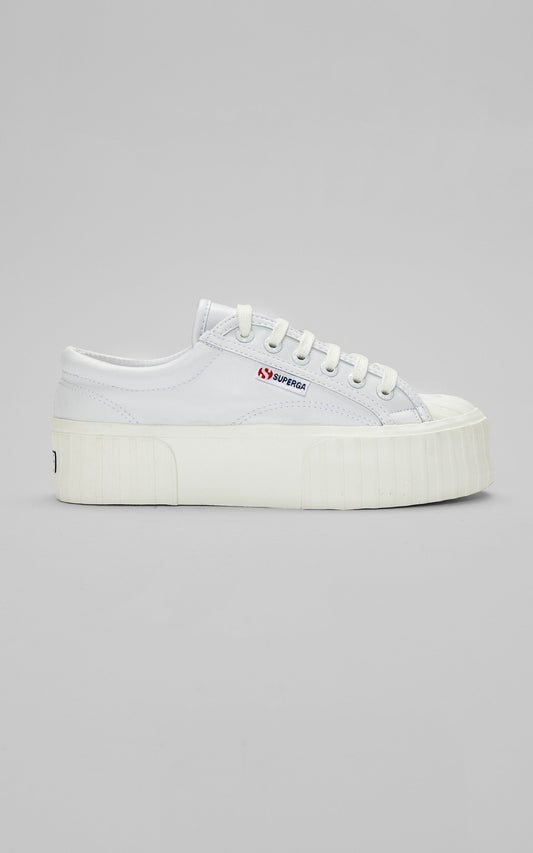 Superga - 2631 Stripe Platform Vegan Leather Sneakers in White