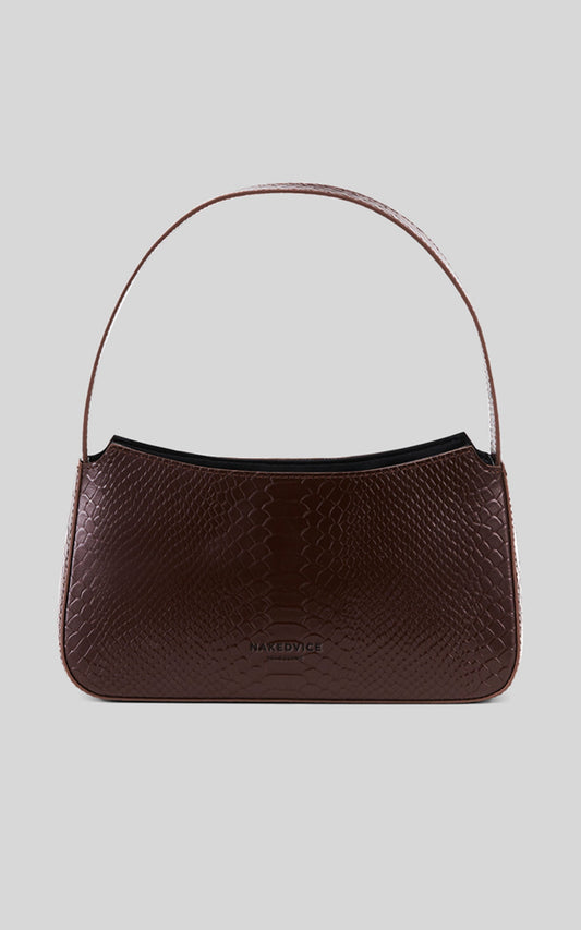 NAKEDVICE - THE CAMELIA BAG in COCOA/SILVER