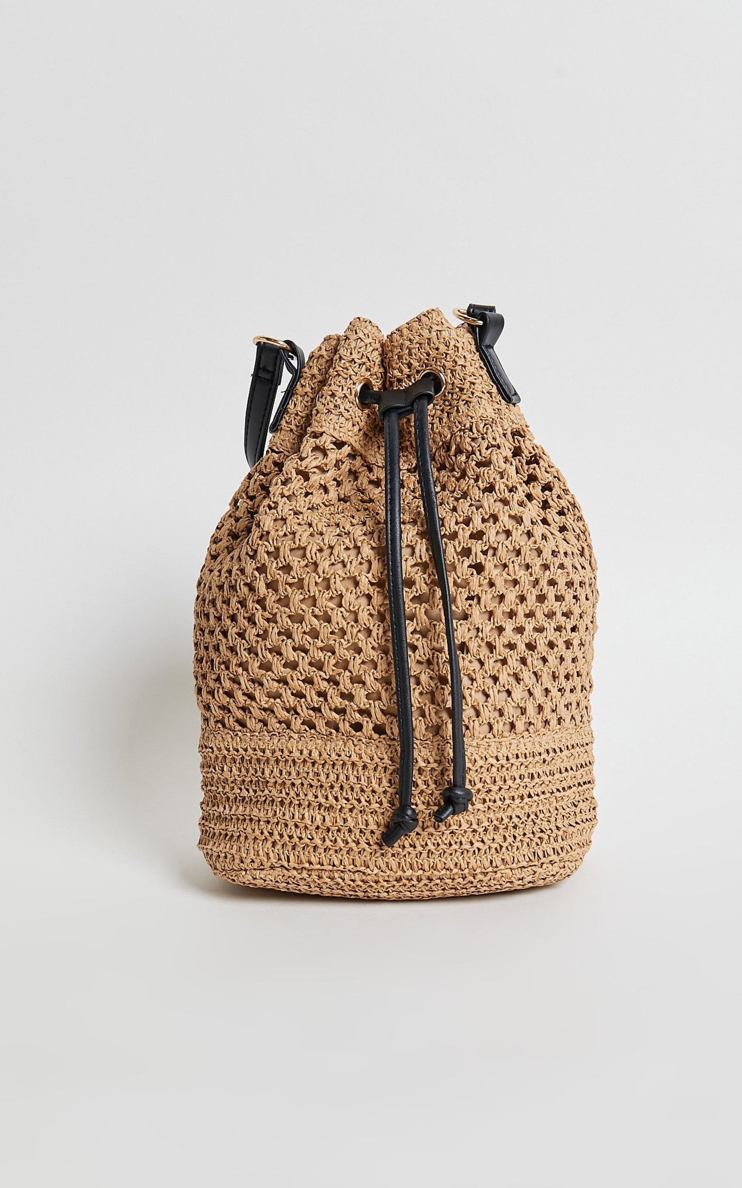 Capri Bag - Woven Bucket Bag With PU Straps in Natural