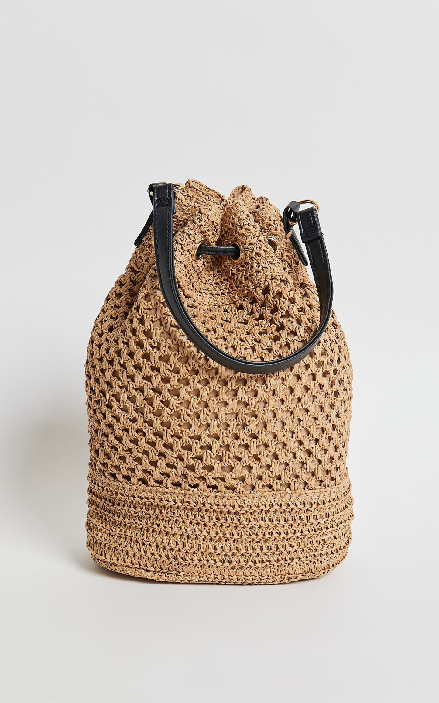 Capri Bag - Woven Bucket Bag With PU Straps in Natural