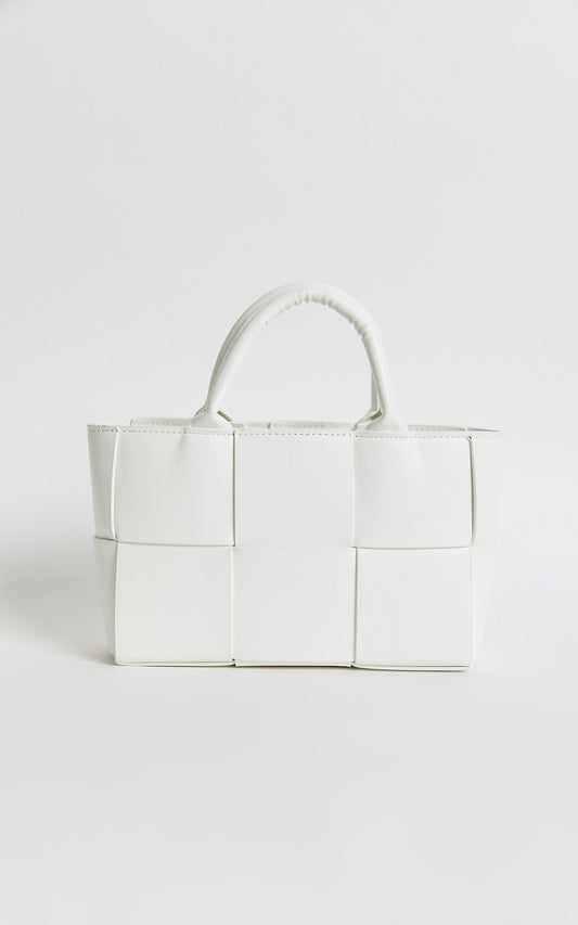 Lyon Bag - Quilted PU Mini Bucket Tote in White