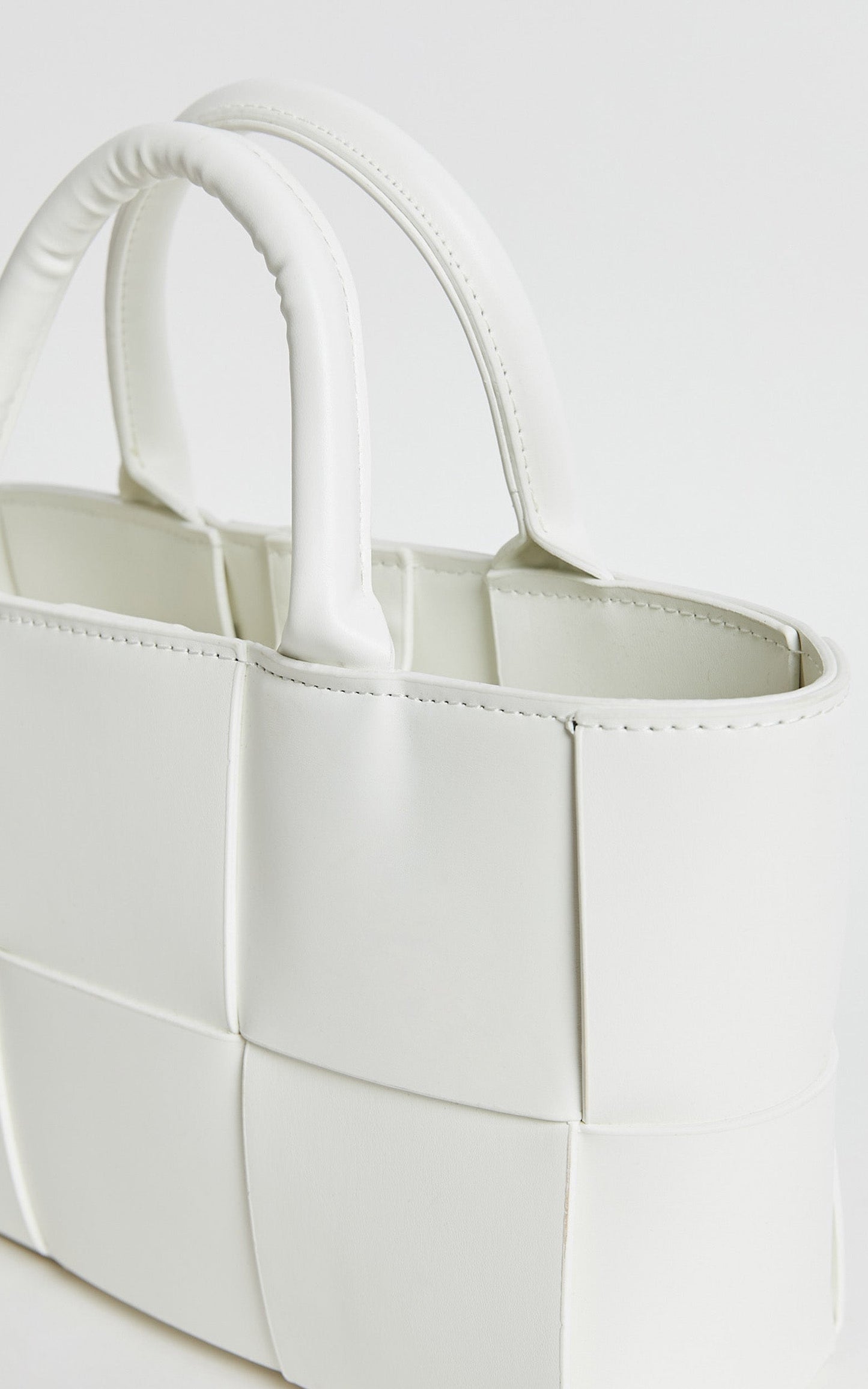 Lyon Bag - Quilted PU Mini Bucket Tote in White