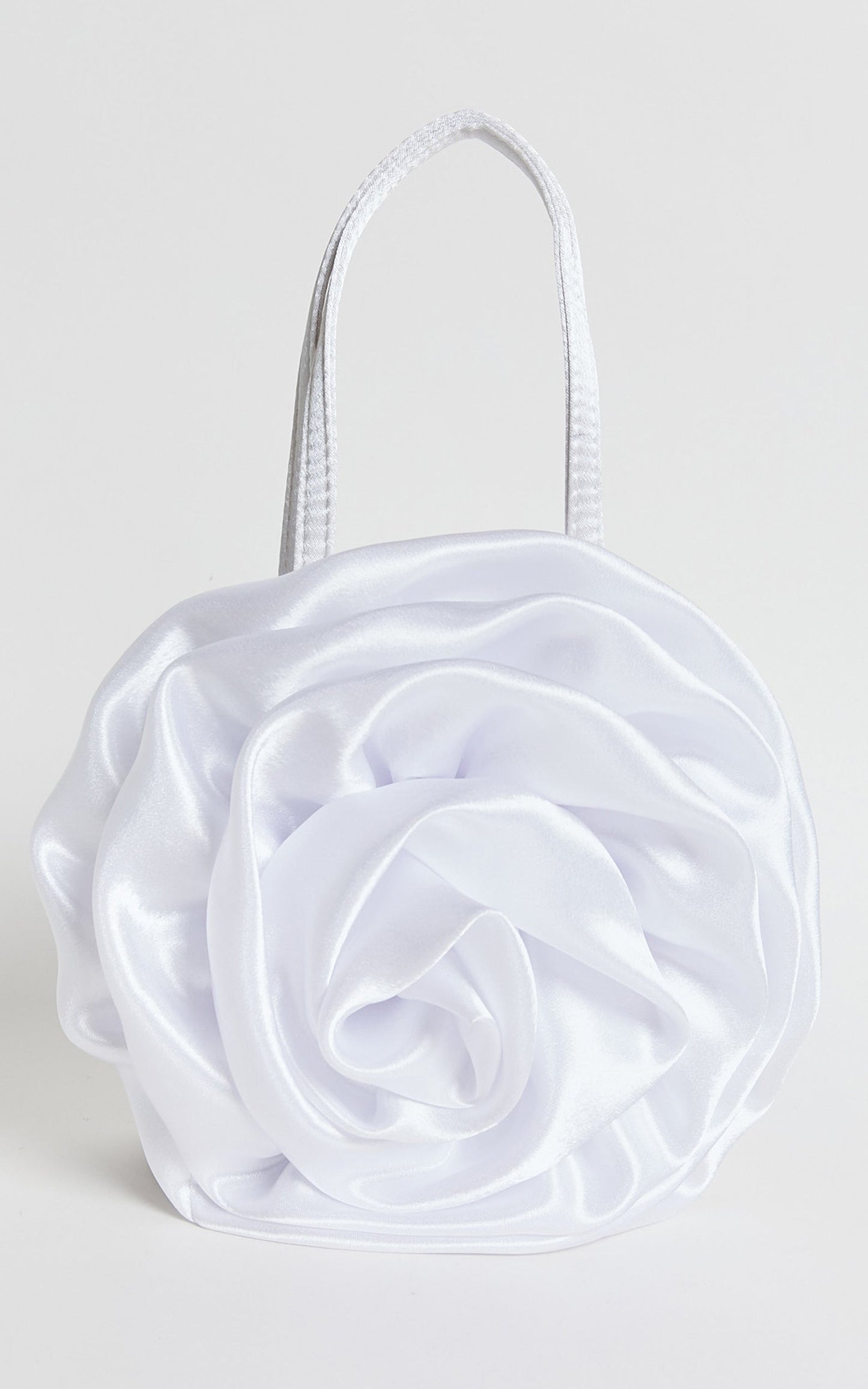 Salina Rosette Mini Satin Bag in White