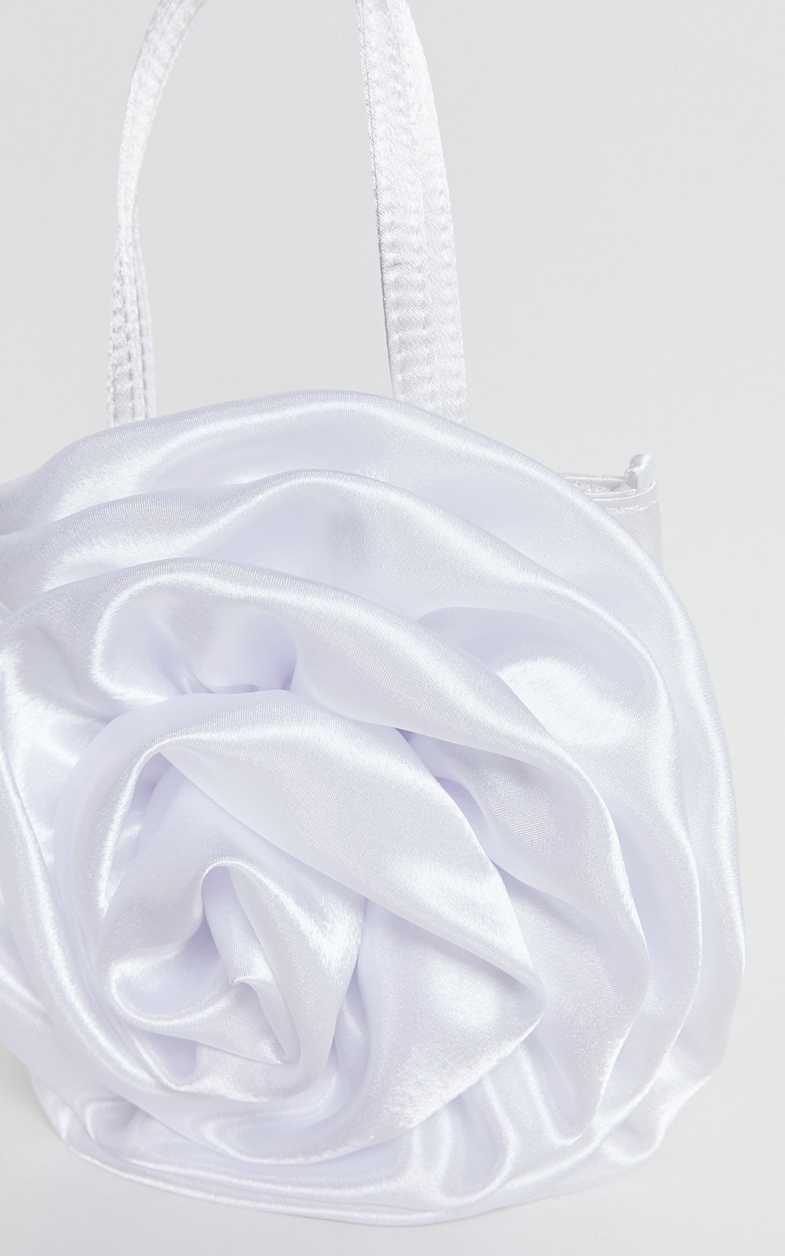 Salina Rosette Mini Satin Bag in White