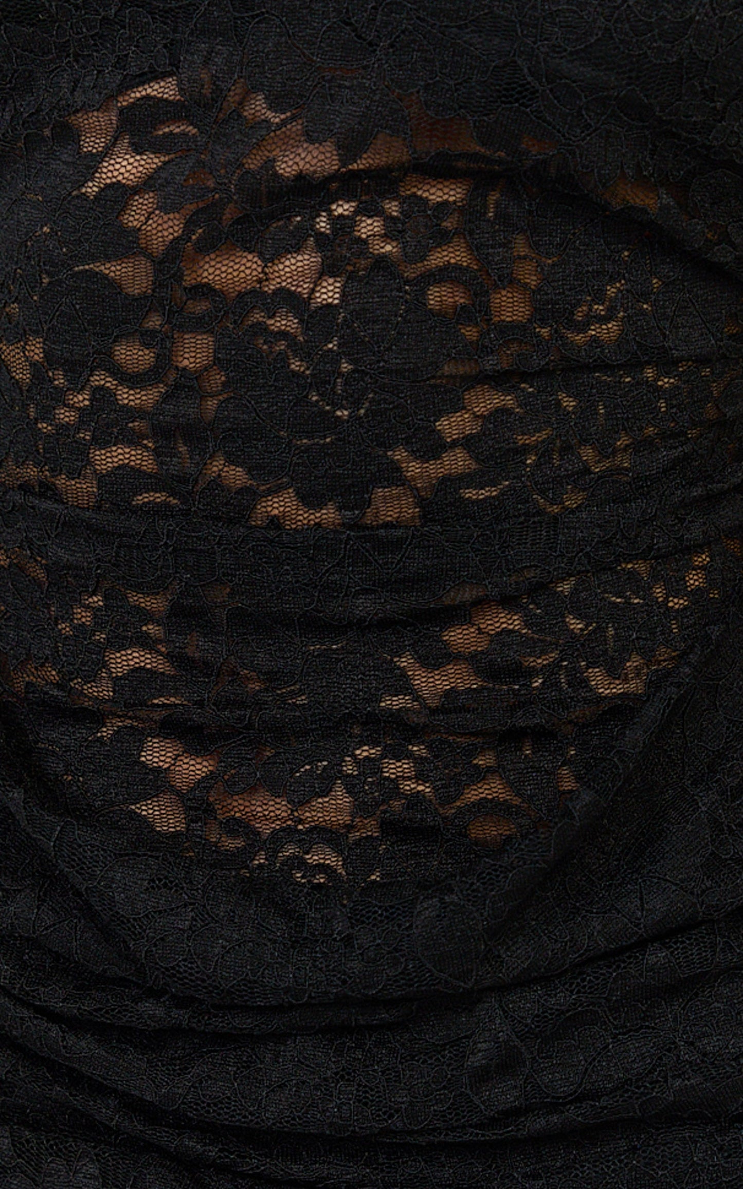 Skye Mini Dress - Lace Long Sleeve Draped Skirt Dress in Black