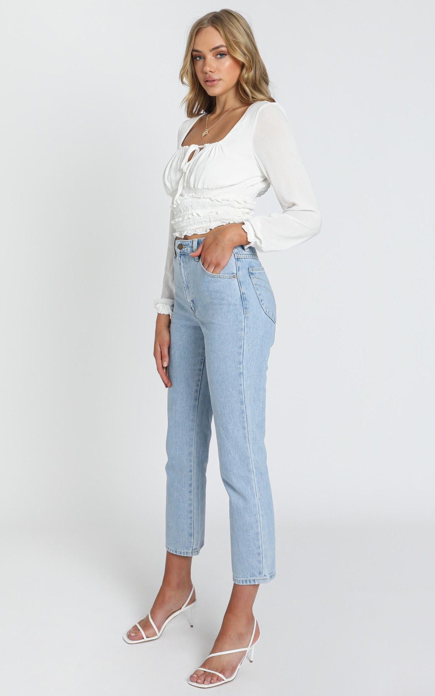 Eugenie Long Sleeve Top in White