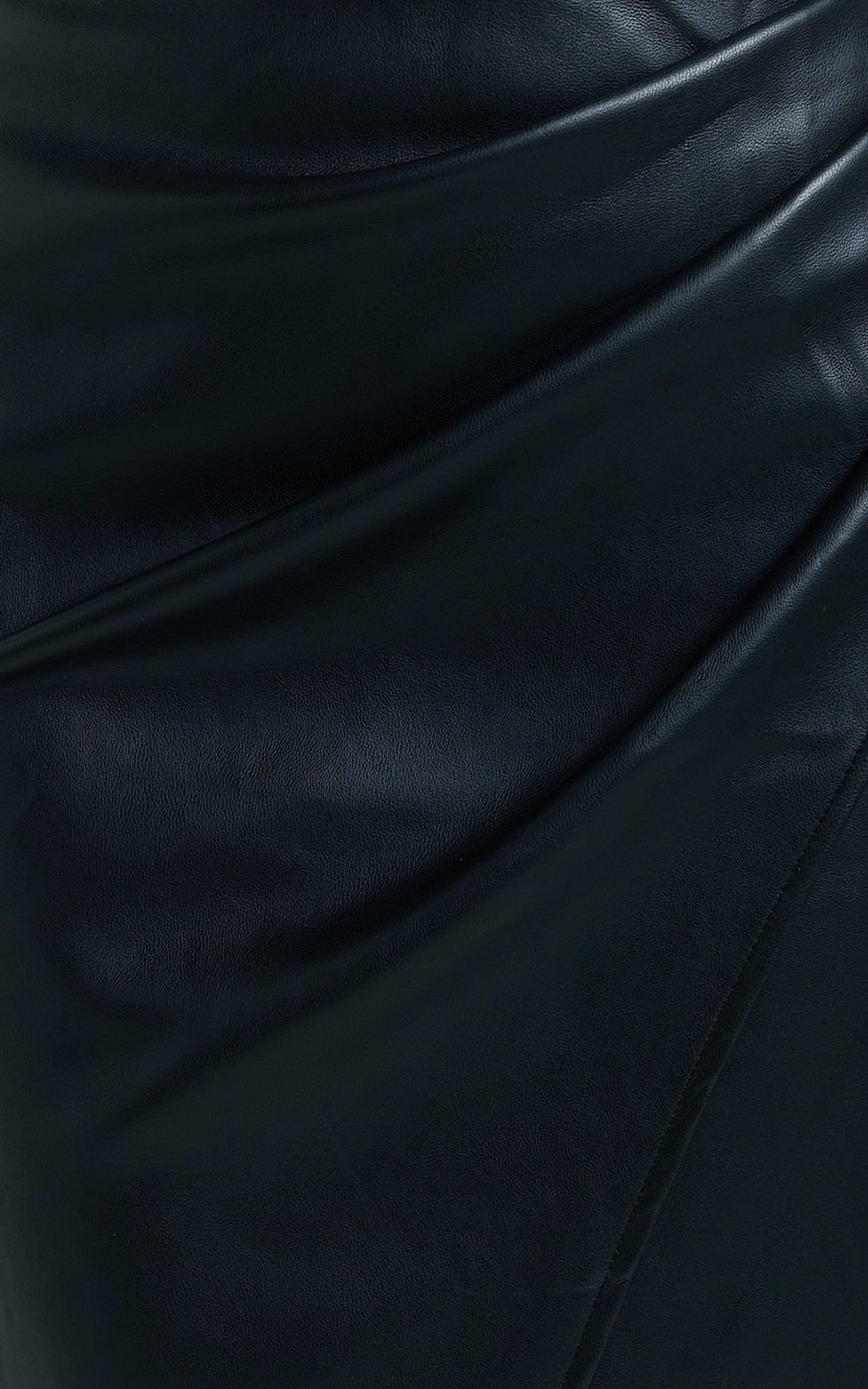 Gena Midi Skirt - Split Faux Leather Skirt in Black