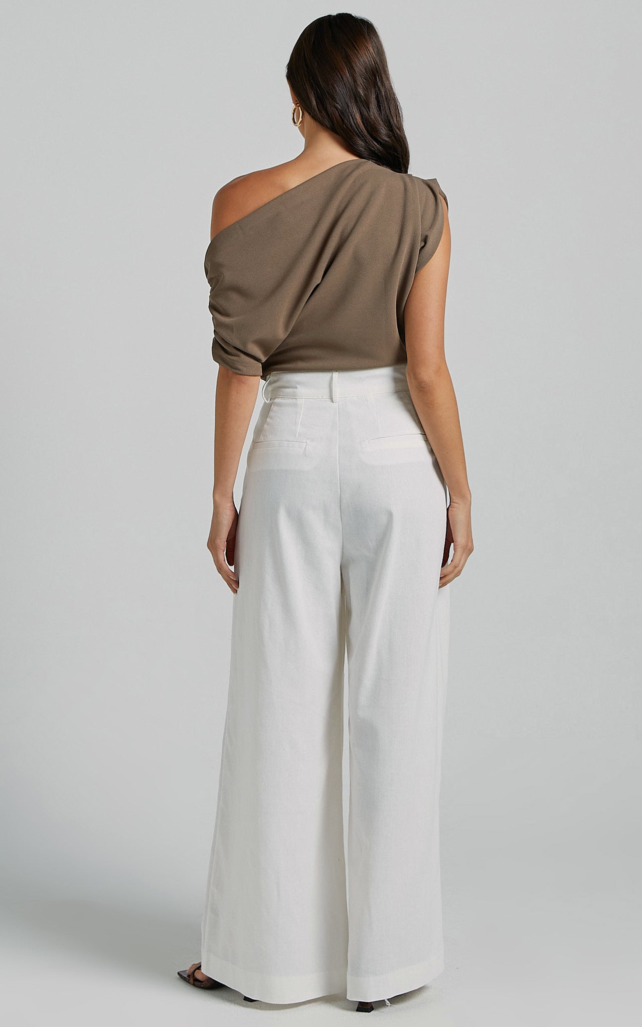 Lyssa Pants - Linen High Waisted Front Pleat Wide Leg Pants in Off White
