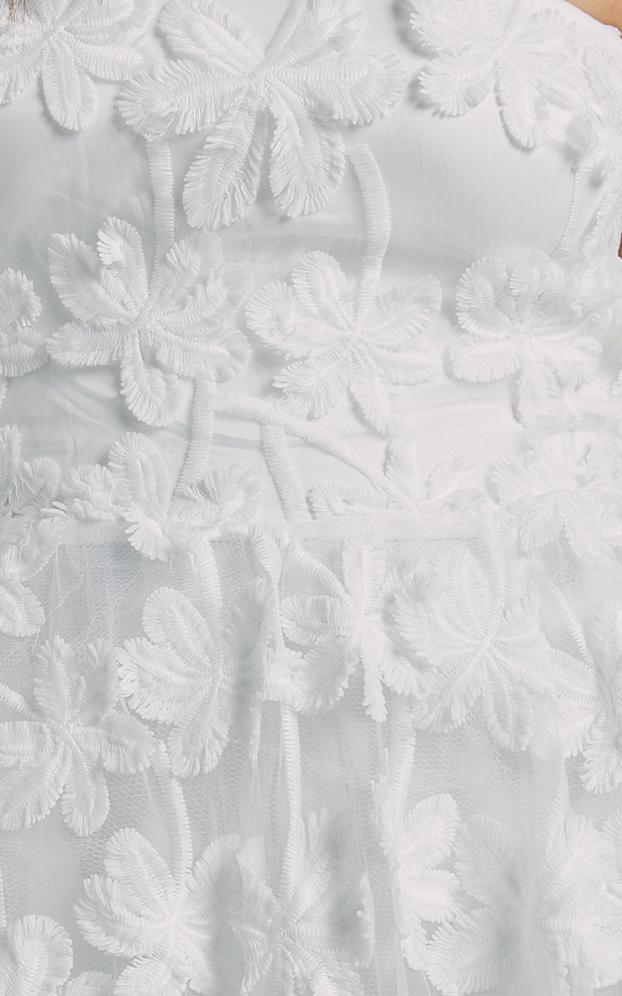 Rheiva Midi Dress - Strapless 3D Embroidery Midi Dress in White