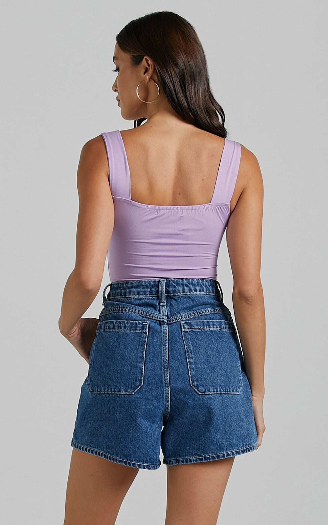 Yeena Shorts - Denim High Waisted in Mid Blue Wash