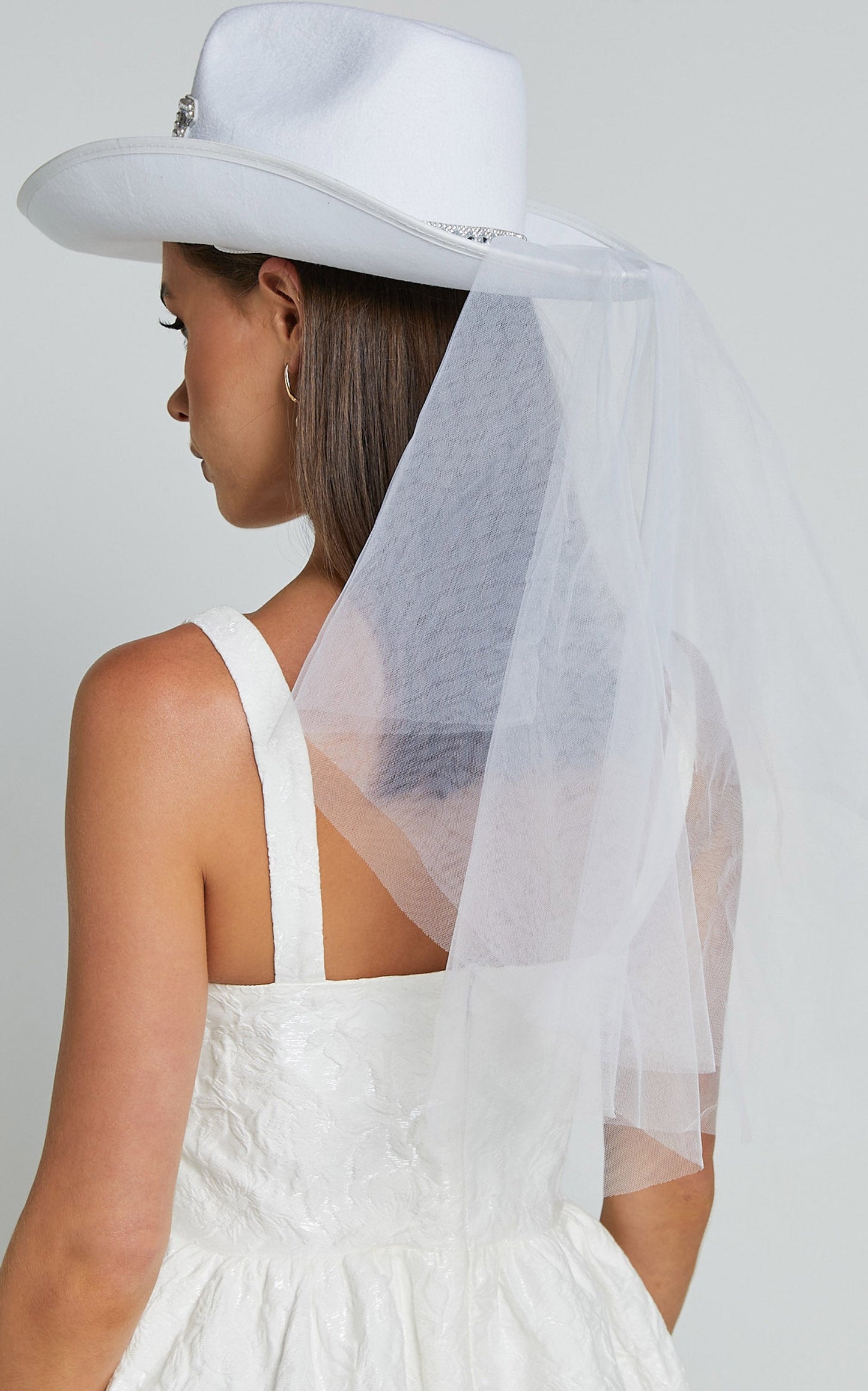 Shayne Bridal Cowboy Hat Veil in White