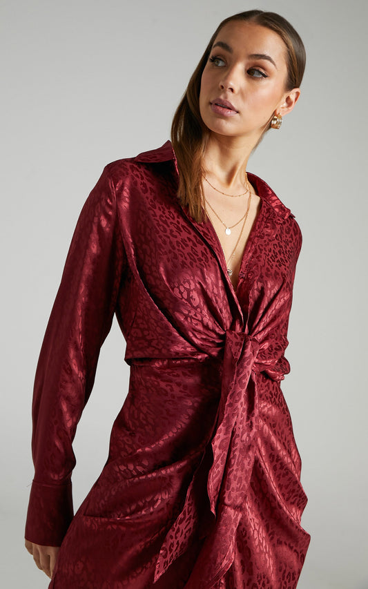 Runaway The Label - Ruby Shirt Dress in Cherry