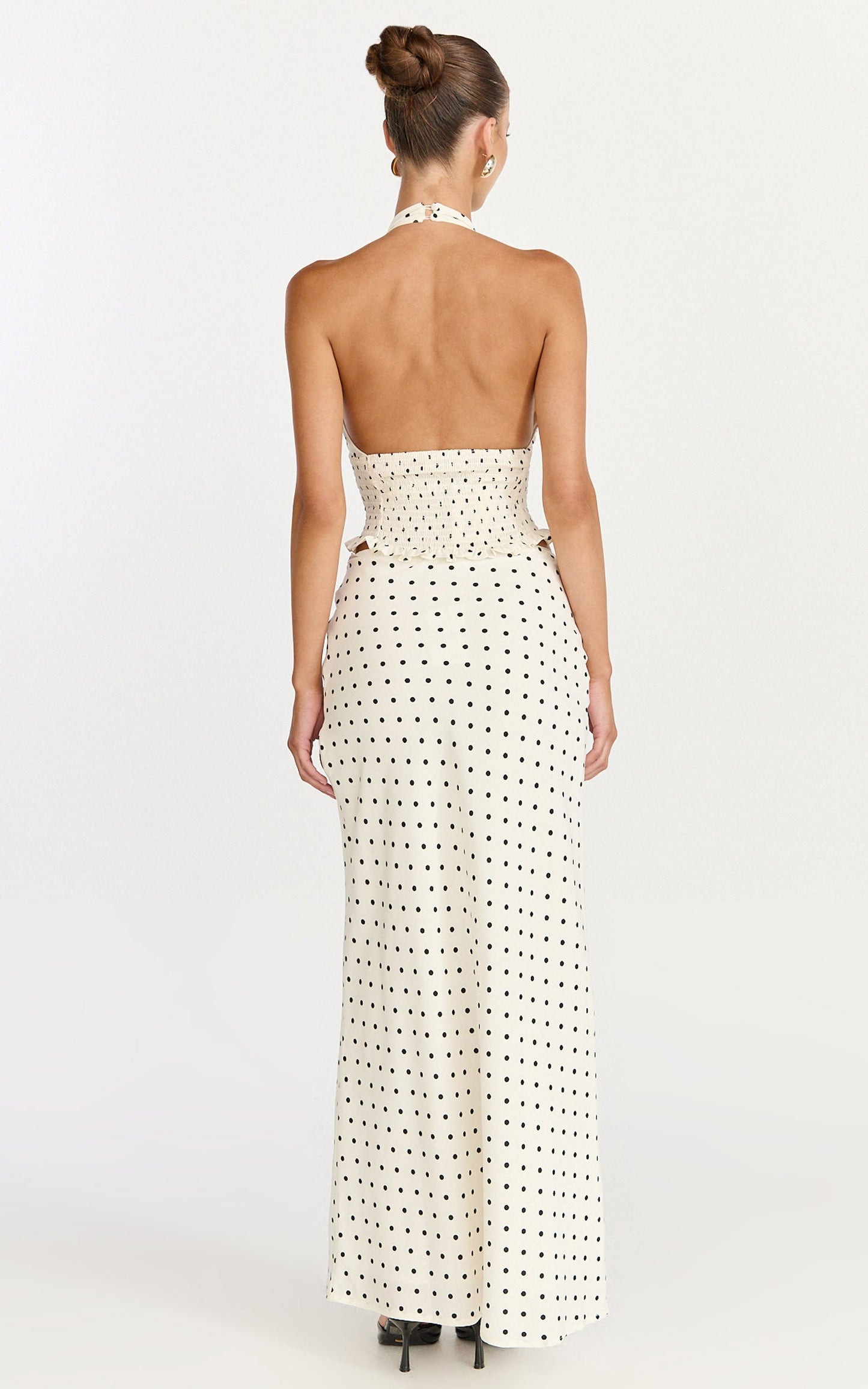 Charlotte Maxi Skirt - Polka Dot Skirt in White & Black Polka Dots