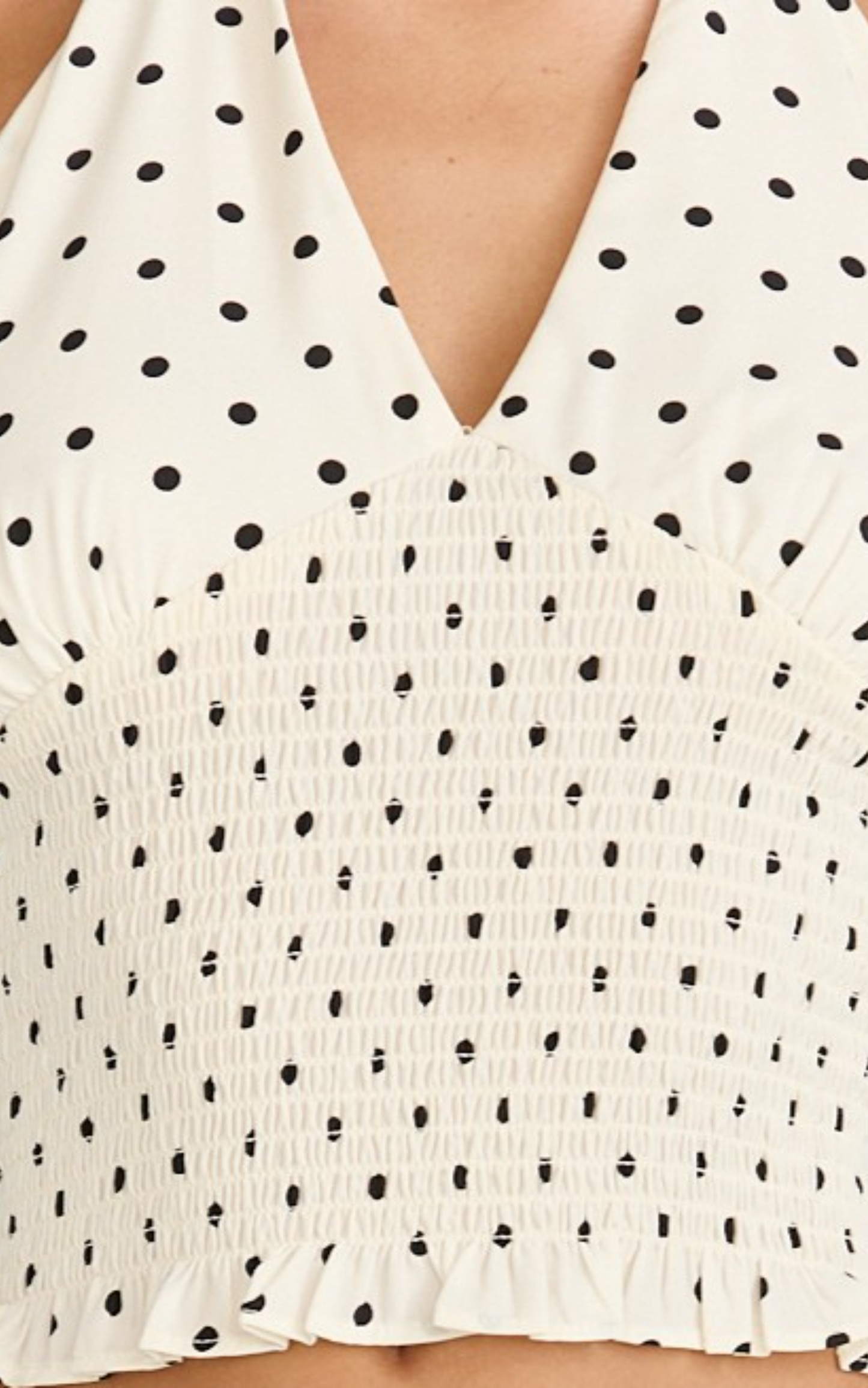 Charlotte Top - Polka Dot Halter Neck Top in White & Black Polka Dots