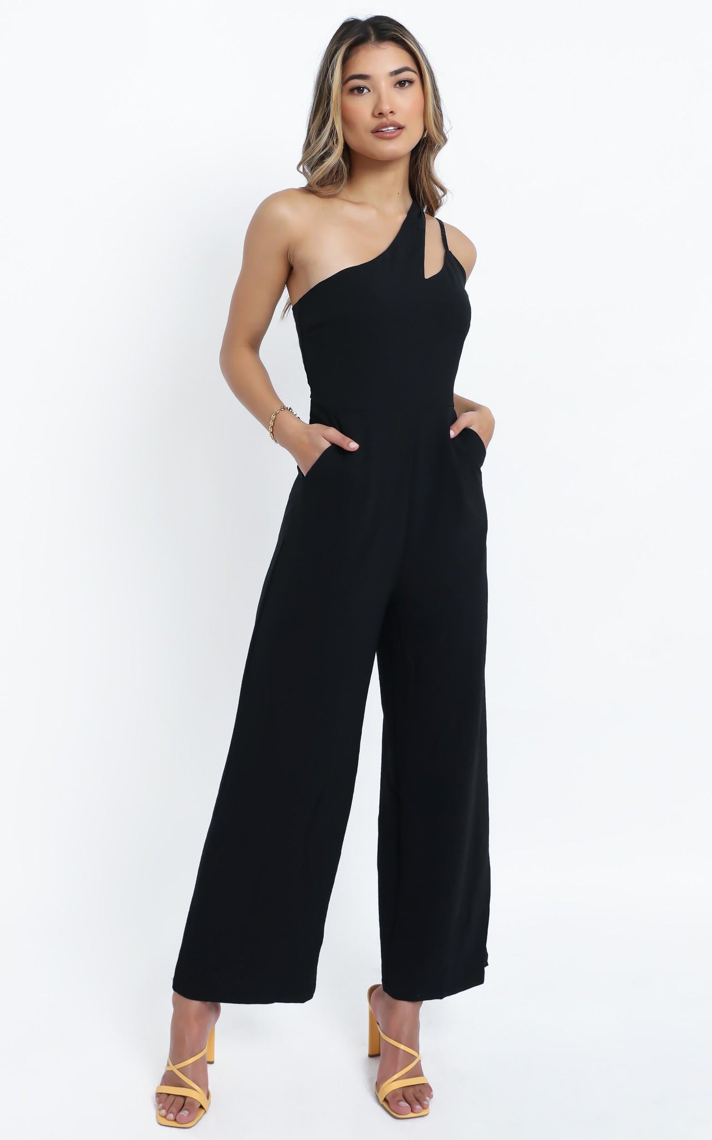 River Asymmetric Jumpsuit in Black