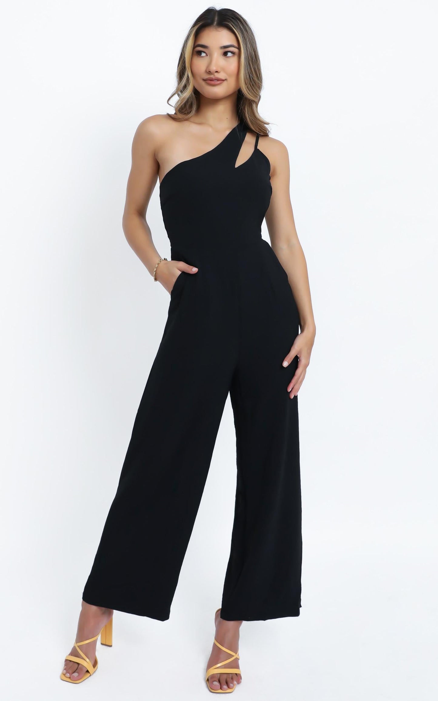 River Asymmetric Jumpsuit in Black