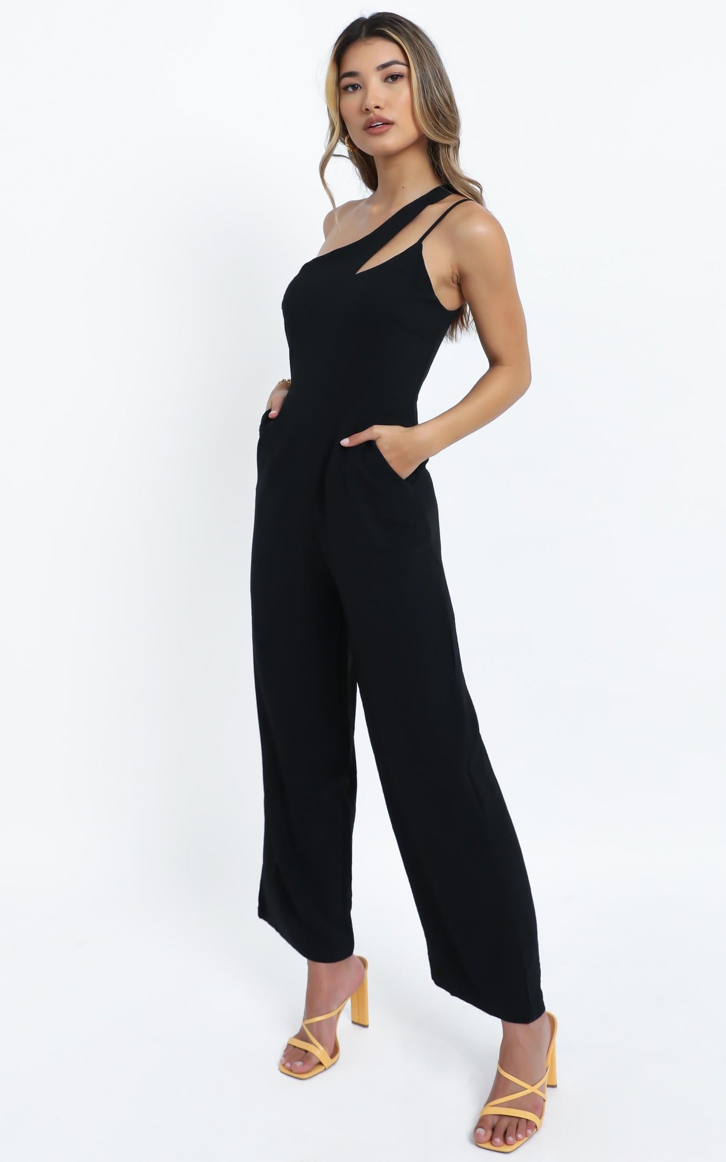 River Asymmetric Jumpsuit in Black