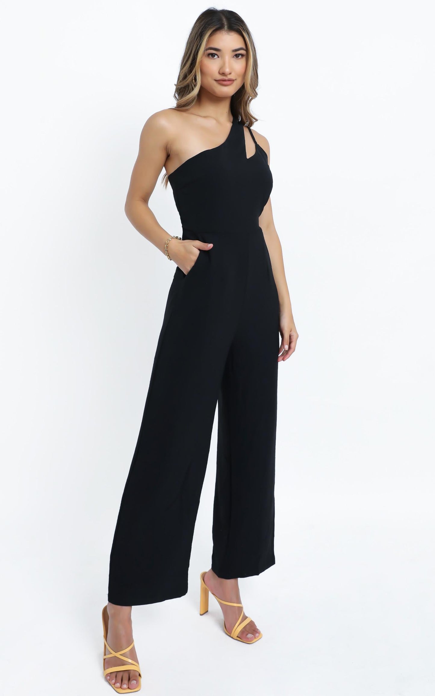 River Asymmetric Jumpsuit in Black