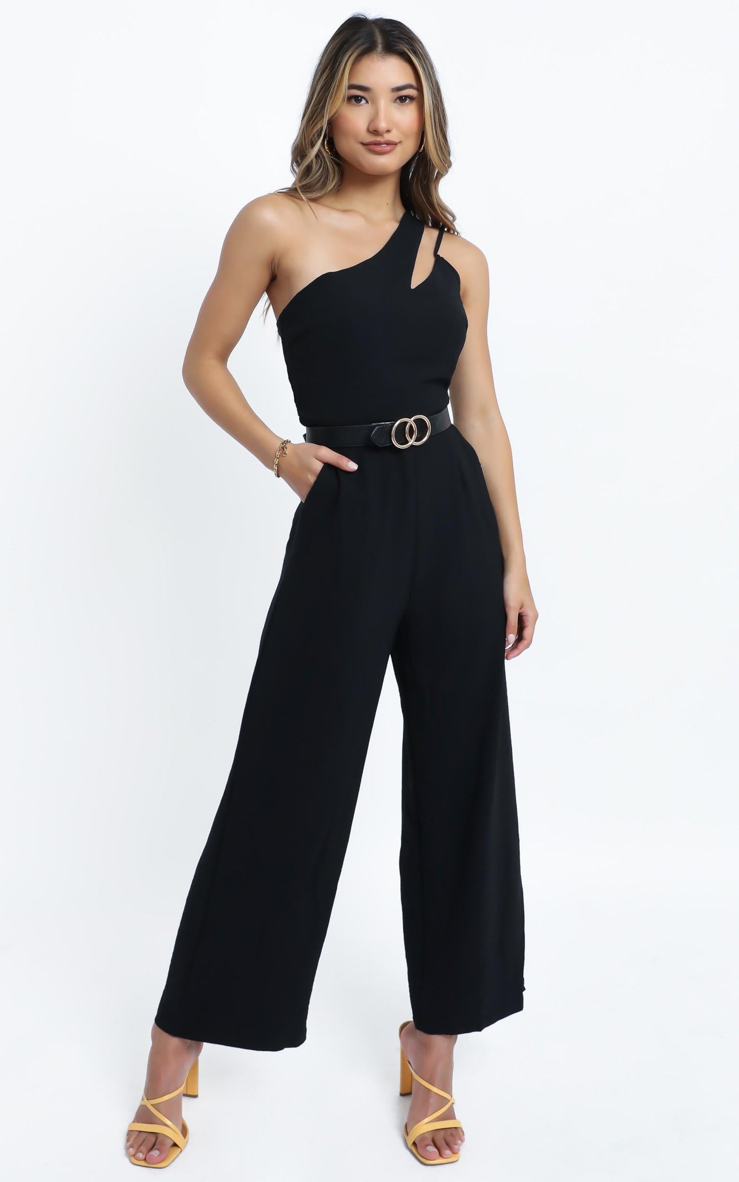 River Asymmetric Jumpsuit in Black