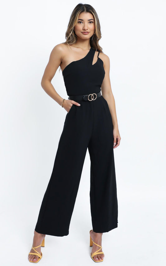 River Asymmetric Jumpsuit in Black