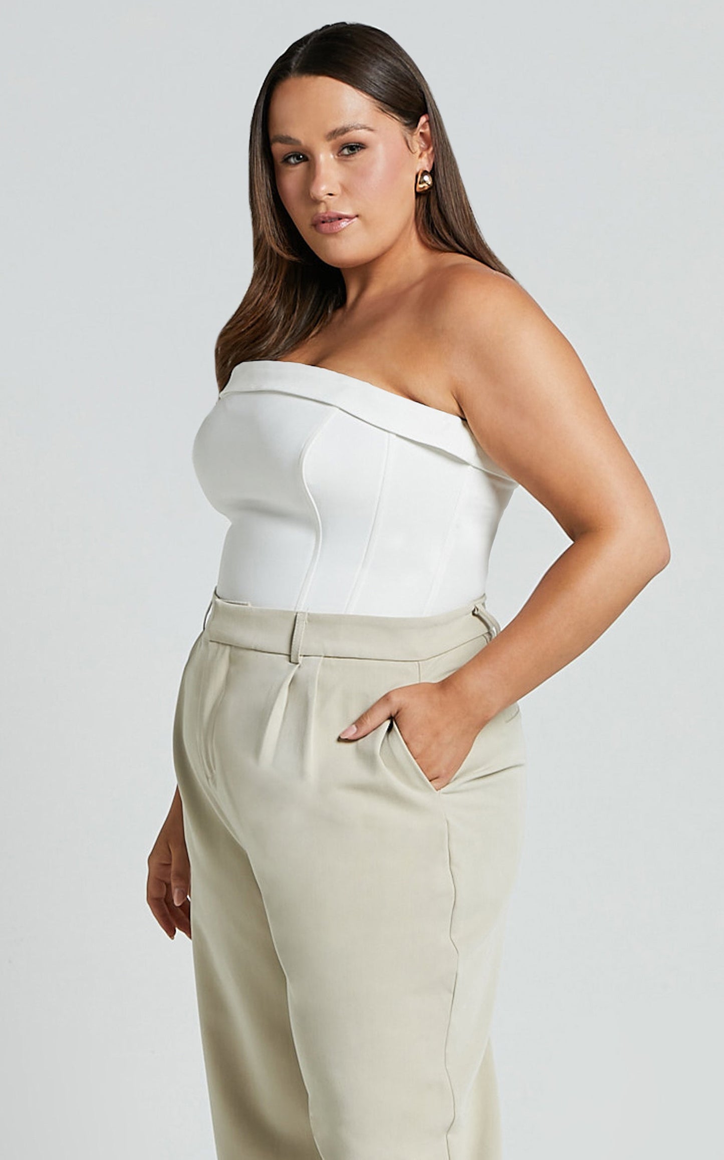 Vaira Top - Strapless Corset Top in White