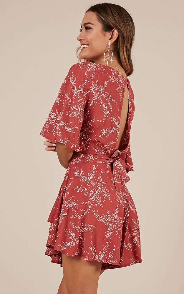 Move Like This Playsuit In Dusty Rose