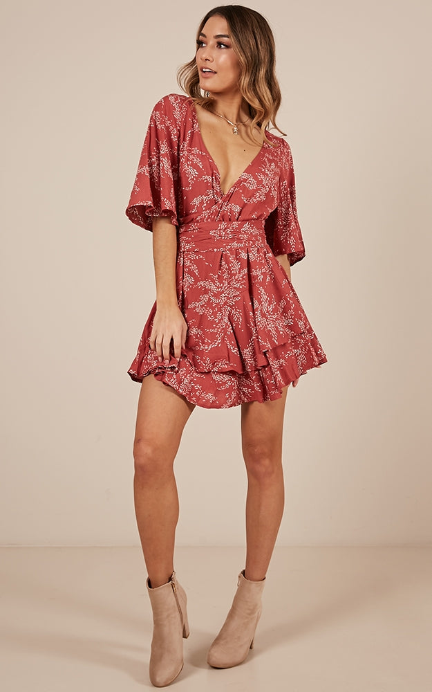 Move Like This Playsuit In Dusty Rose