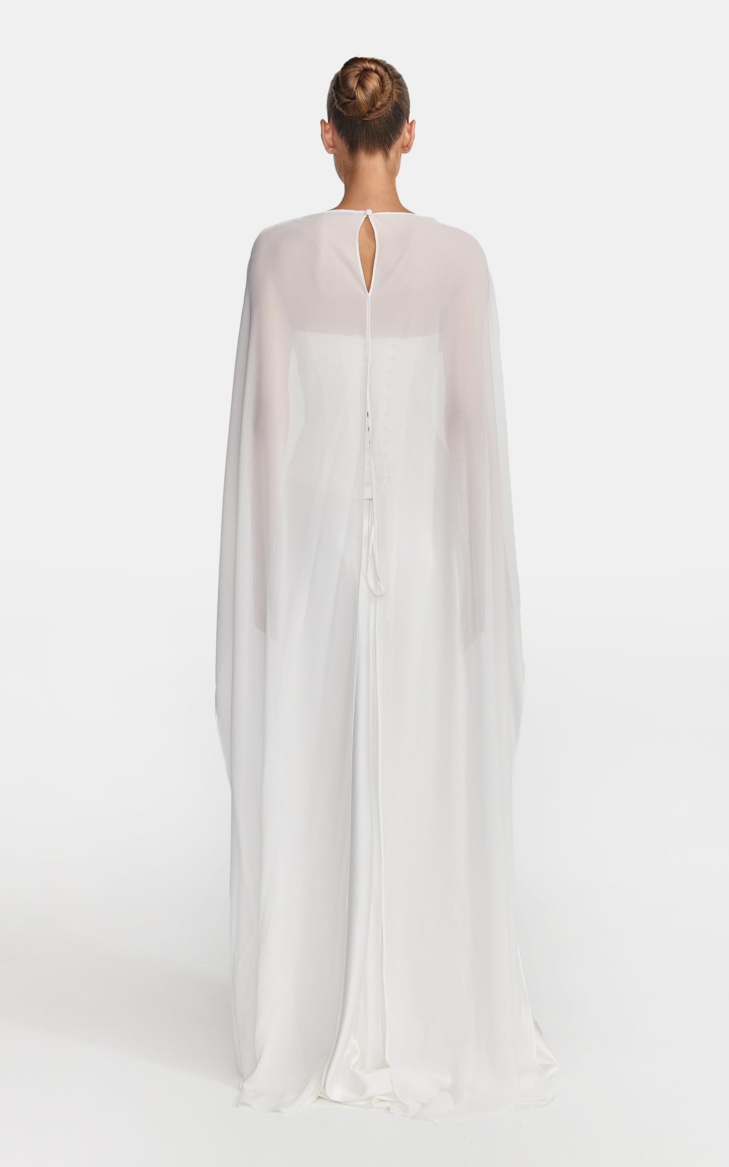 Carrie Top - Georgette Overlay Cape Top in White