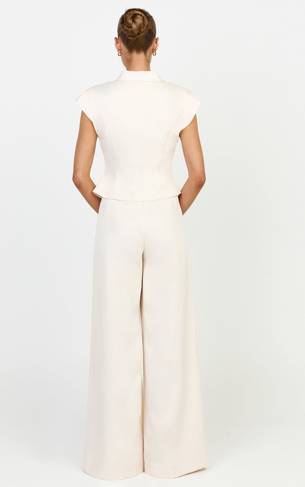 Poppy Top - Cap Sleeve Double Breasted Vest Top in Cream