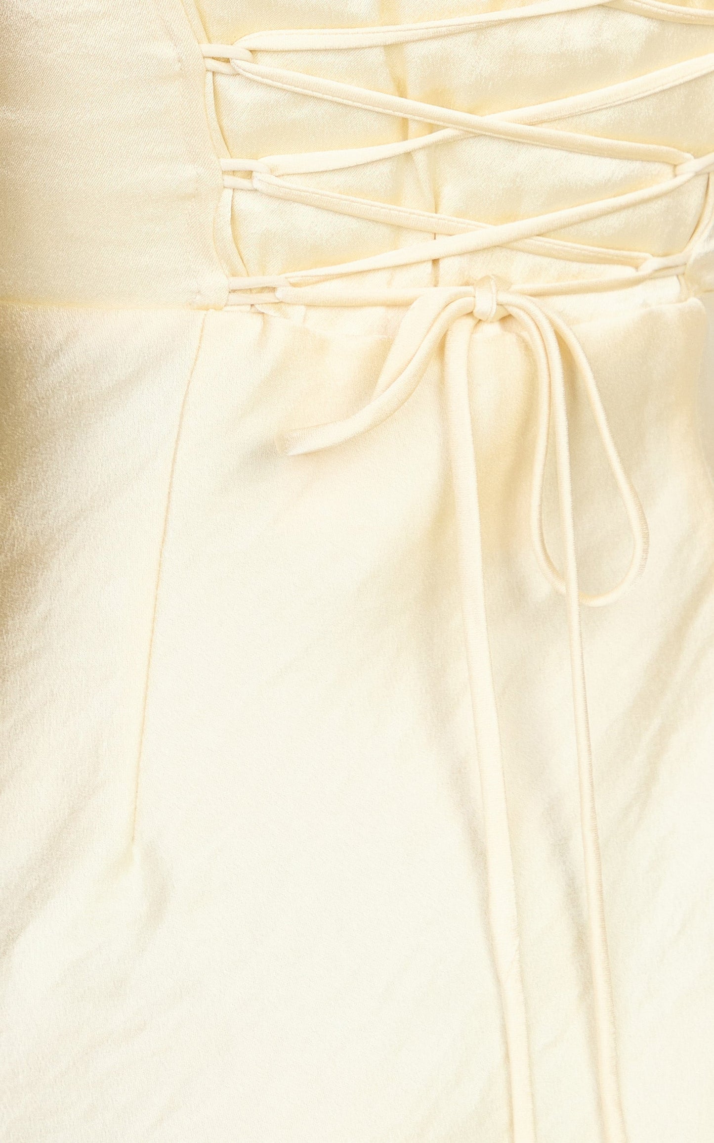 Rumi Mini Dress - Ruched Bodice Satin Dress in Lemon