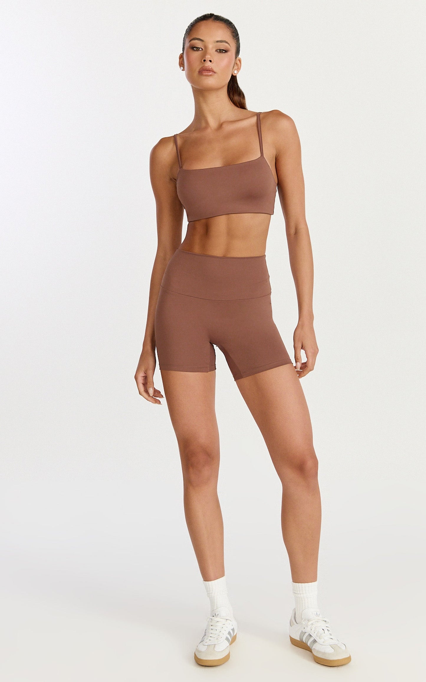 Aurora Shorts - High Waist Bike Shorts in Cocoa Bean