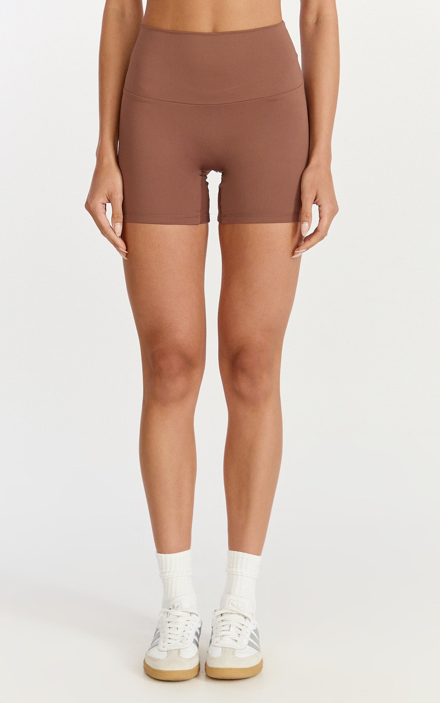 Aurora Shorts - High Waist Bike Shorts in Cocoa Bean