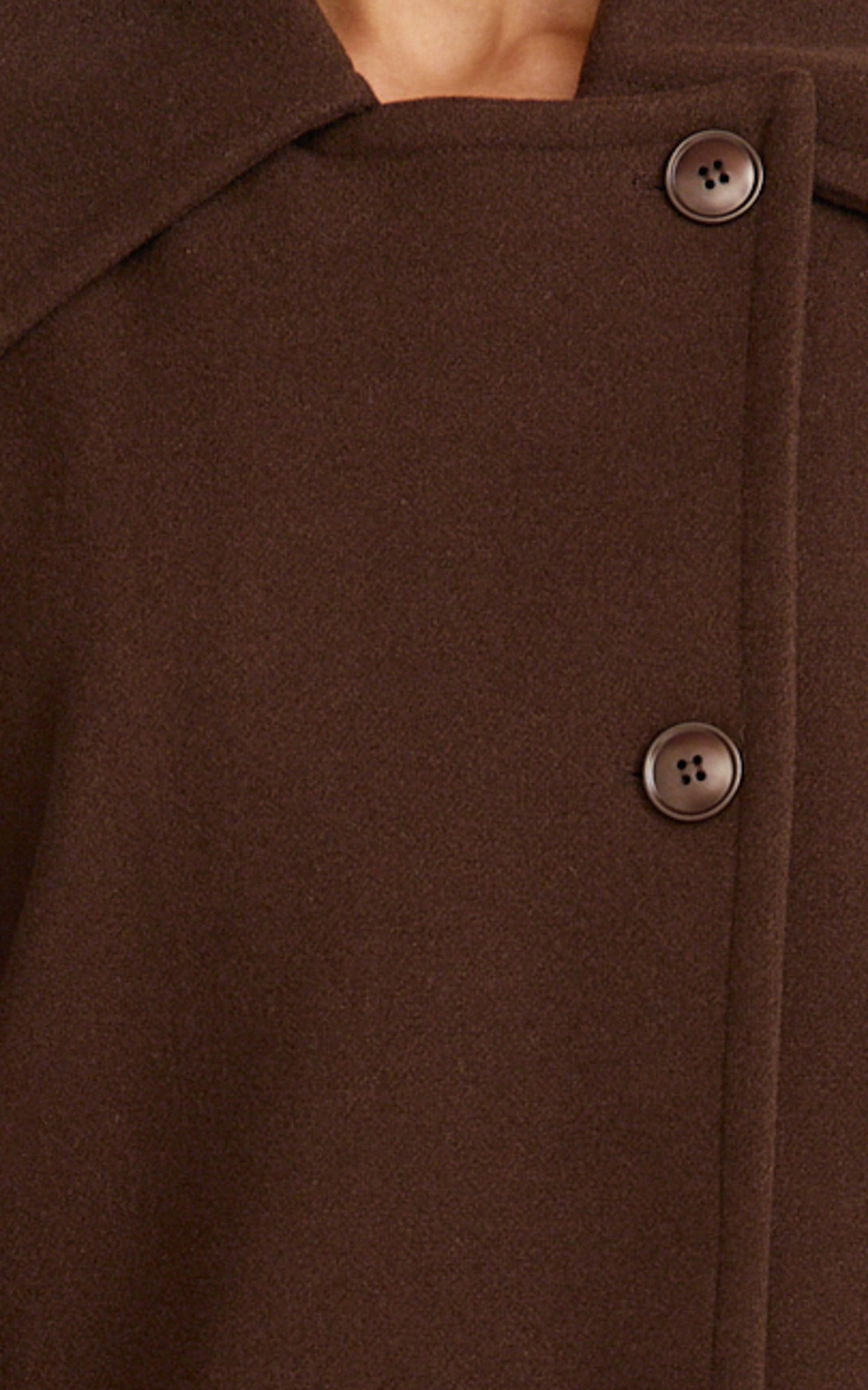 Rina Coat - Oversized Three Button Front Closure Coat in Chocolate