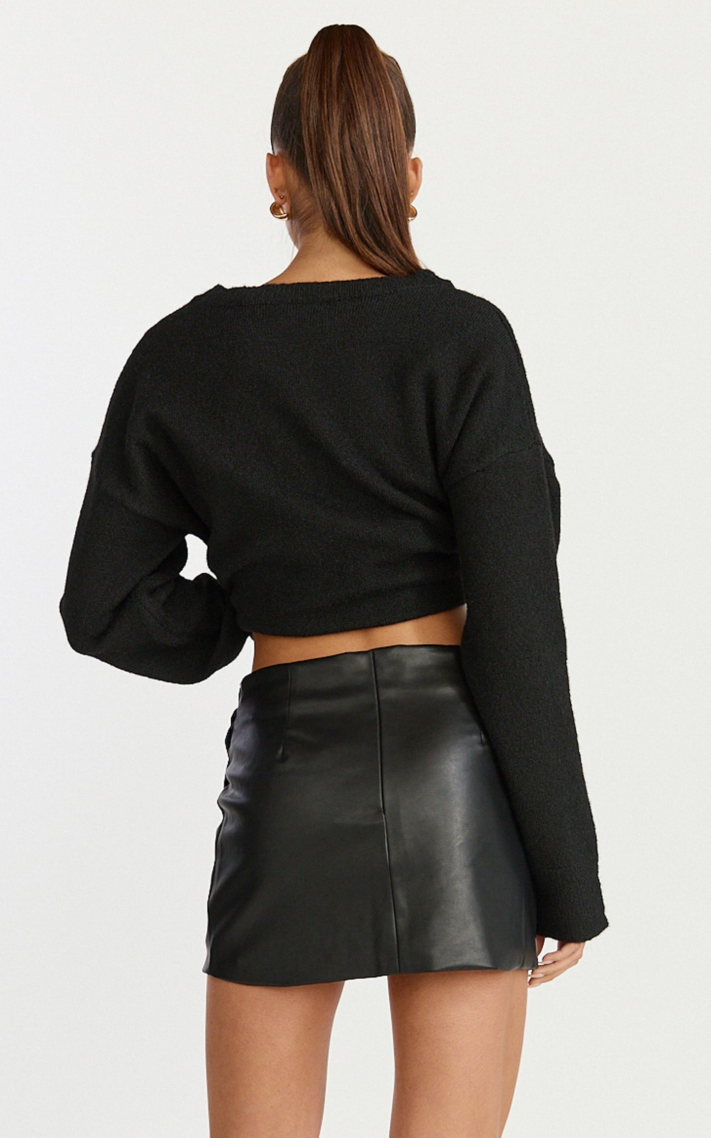 Patricia Mini Skirt - Mid Rise Fitted Patent Leather Skirt in Black