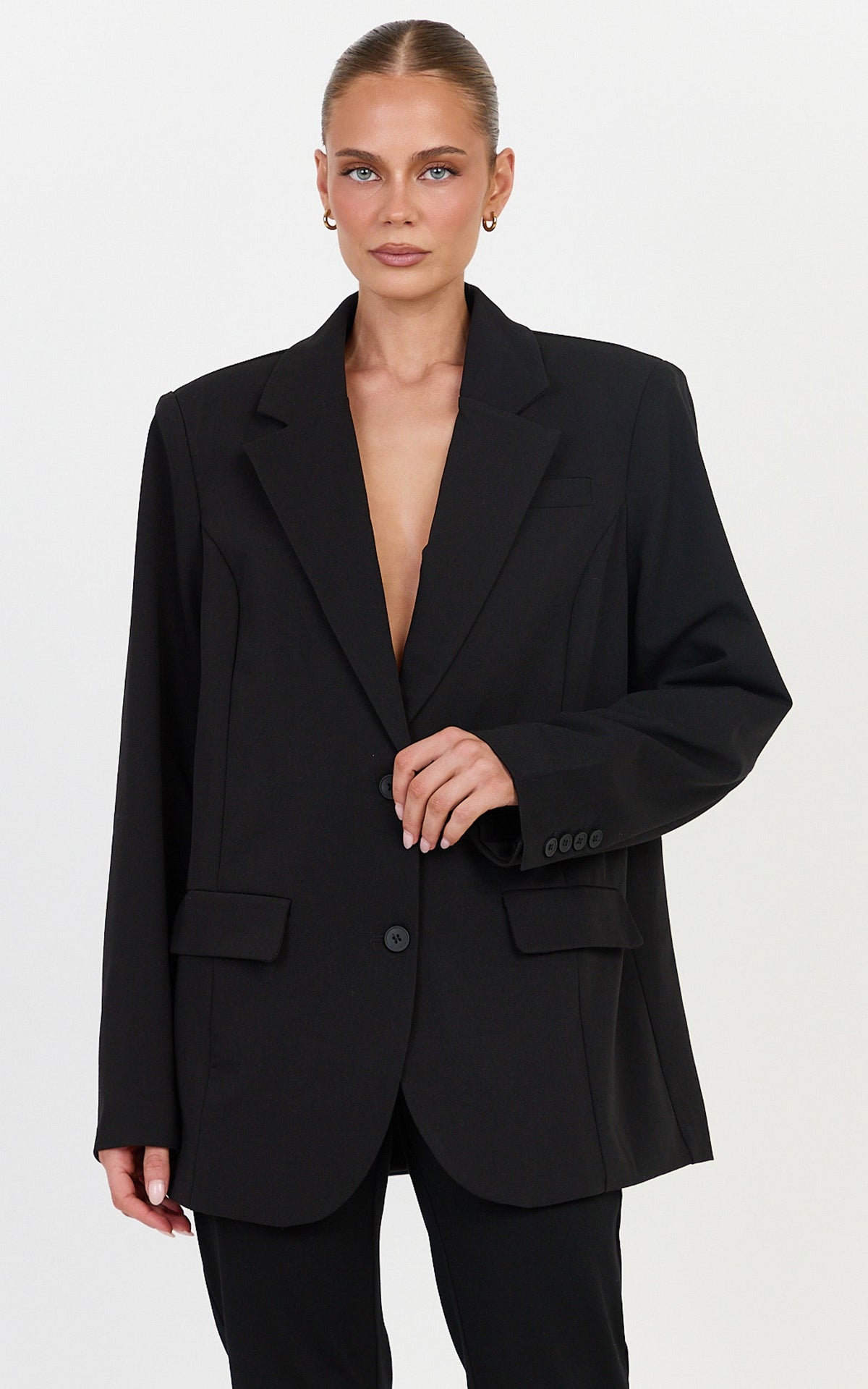 Lorcan Blazer – Oversized Boyfriend Fit Blazer in Schwarz