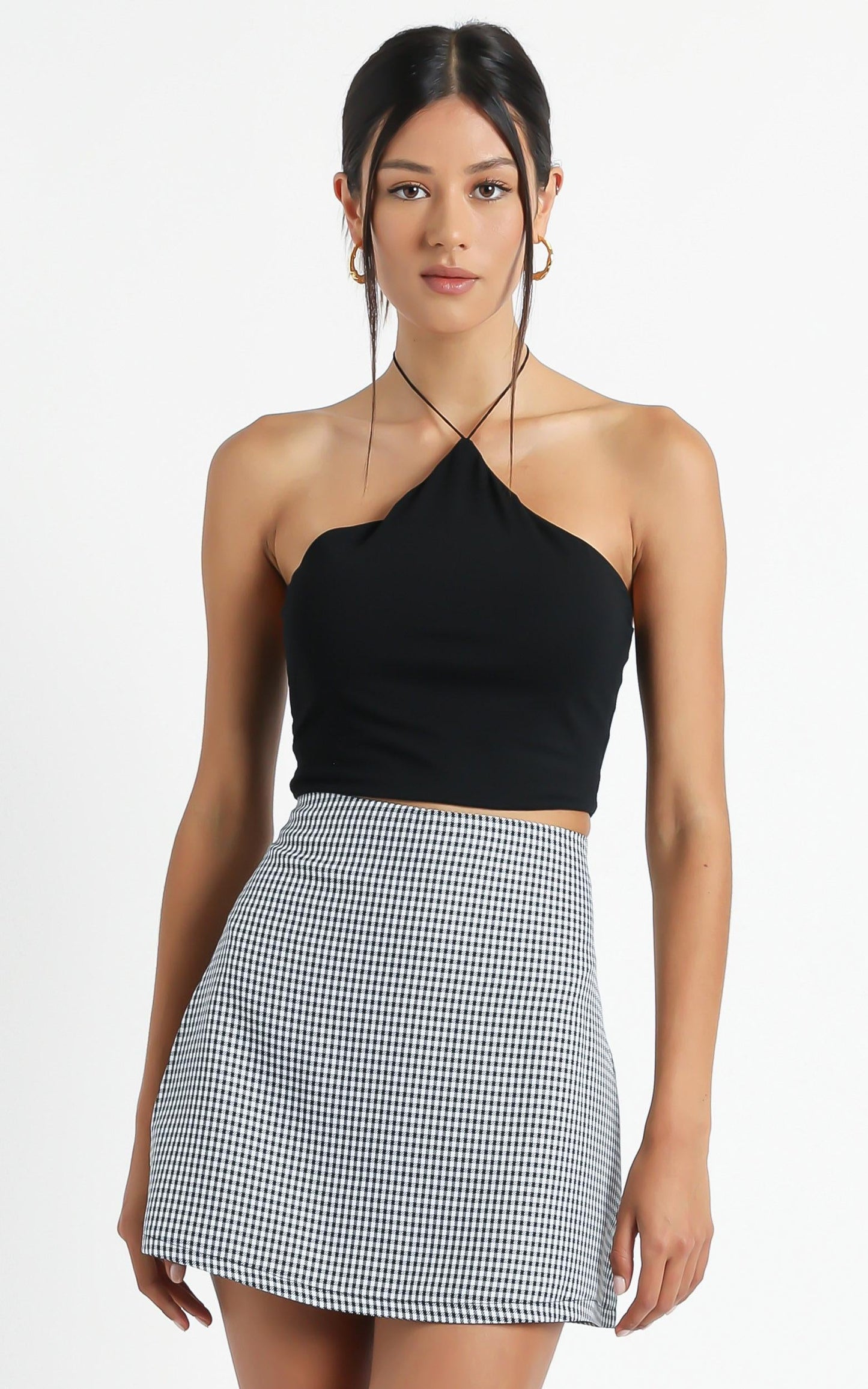 Replaying Conversations Skirt in Black Check