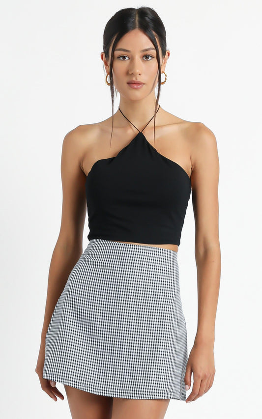 Replaying Conversations Skirt in Black Check