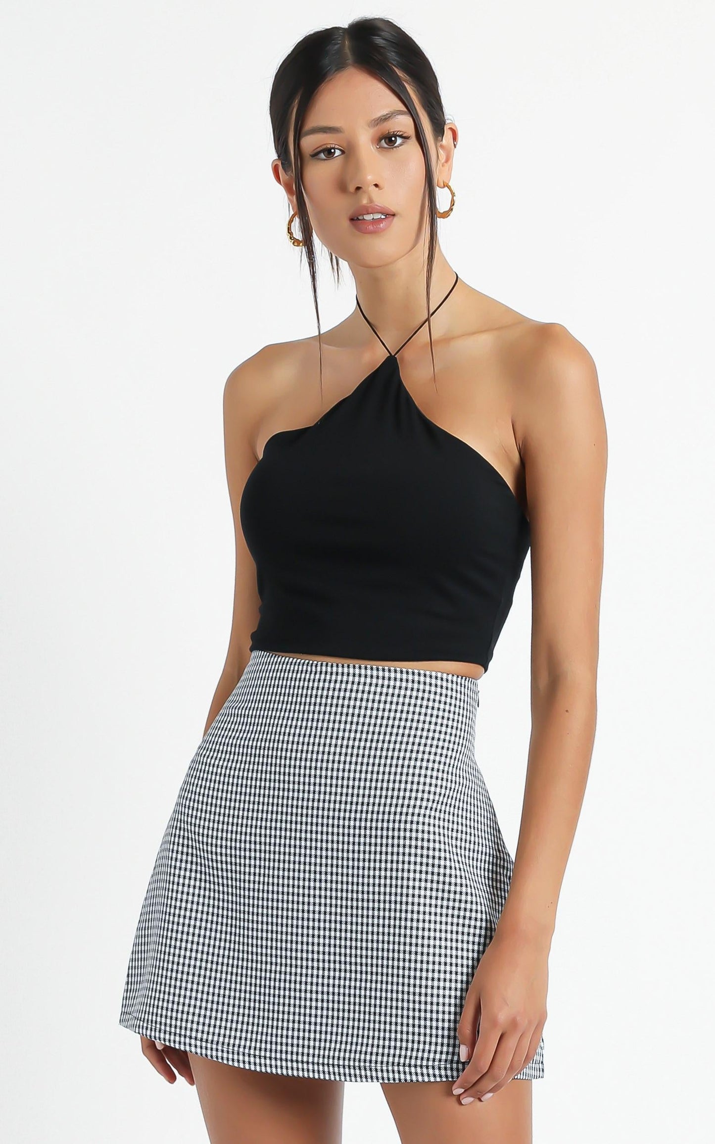 Replaying Conversations Skirt in Black Check