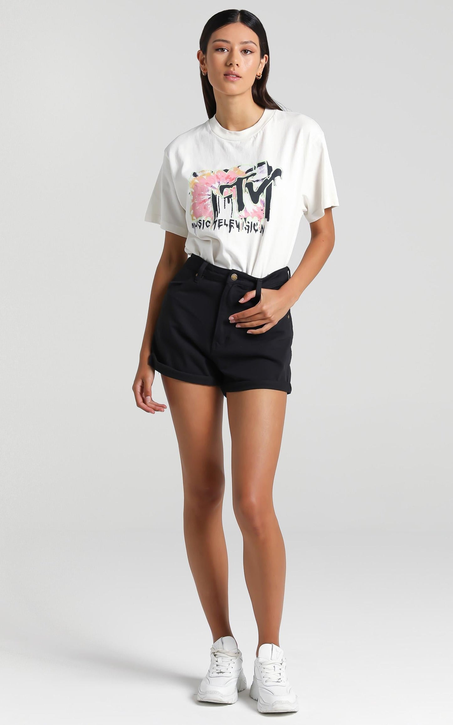 Rollas - Tomboy MTV Tie Dye Tee in White