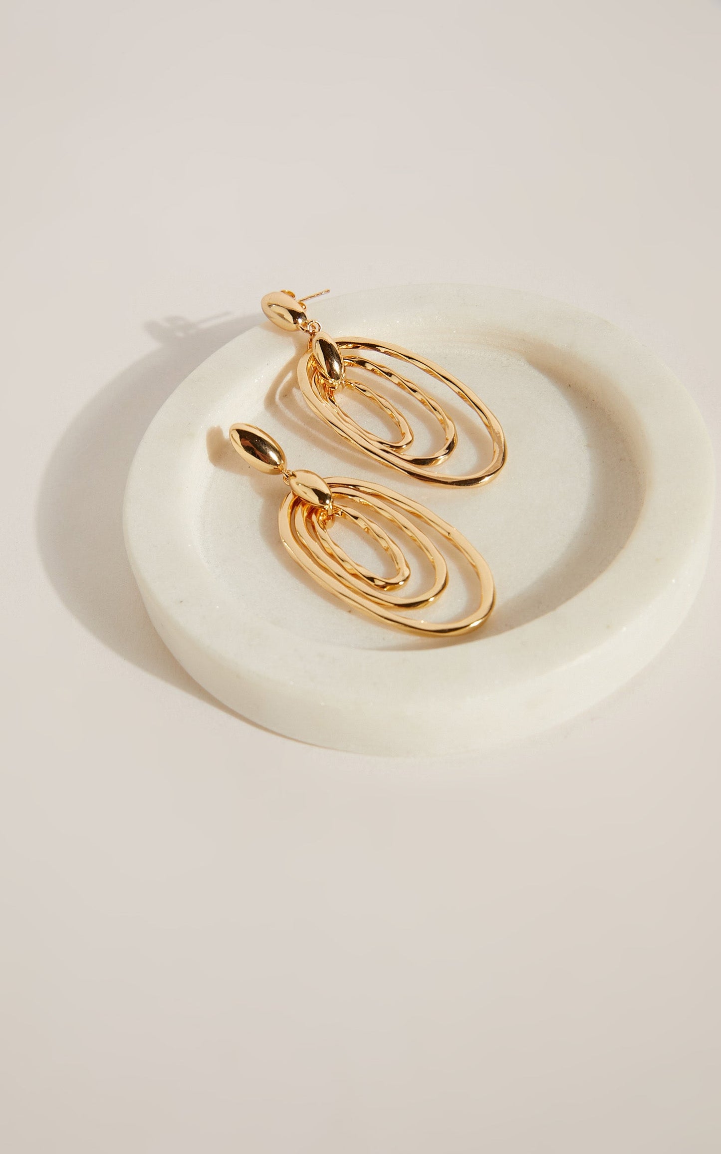Augusta Earring - Tiered Hoop Drop Earrings in Gold