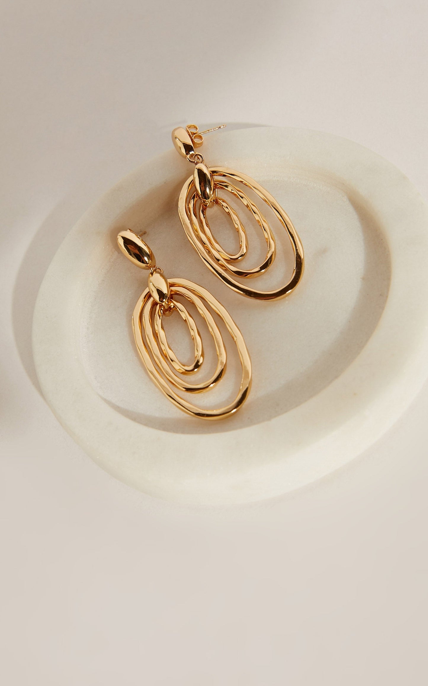 Augusta Earring - Tiered Hoop Drop Earrings in Gold