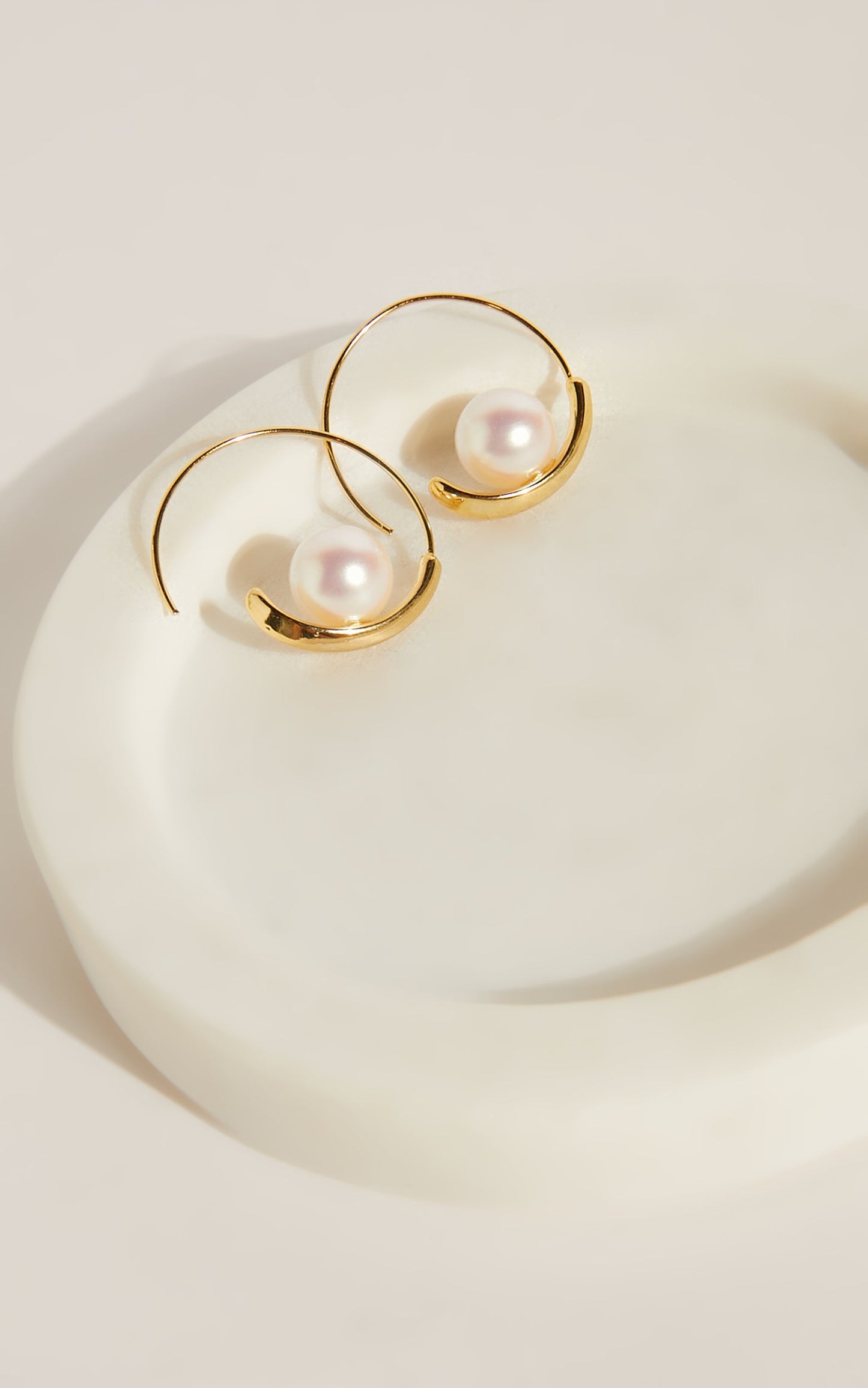 Abigail Earrings - Pearl Detail Hoop Earrings in Gold