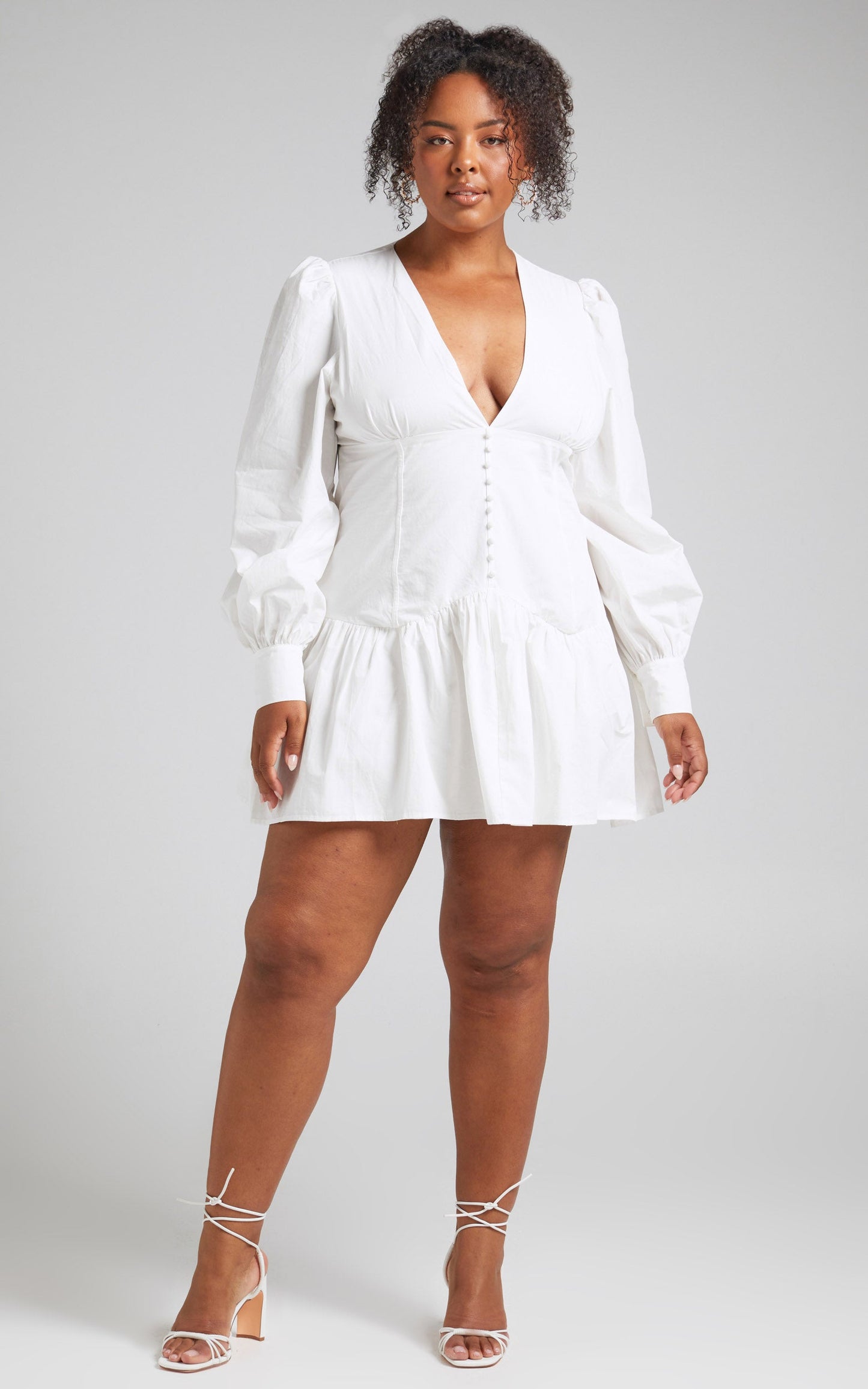 Carlyle Mini Dress - Long Sleeve Corset Dress in White