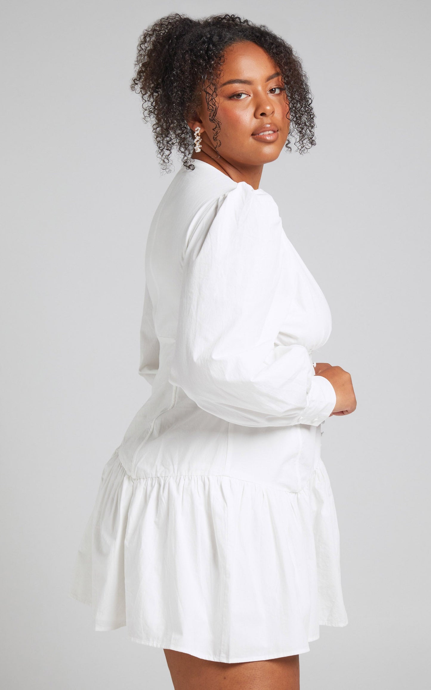 Carlyle Mini Dress - Long Sleeve Corset Dress in White