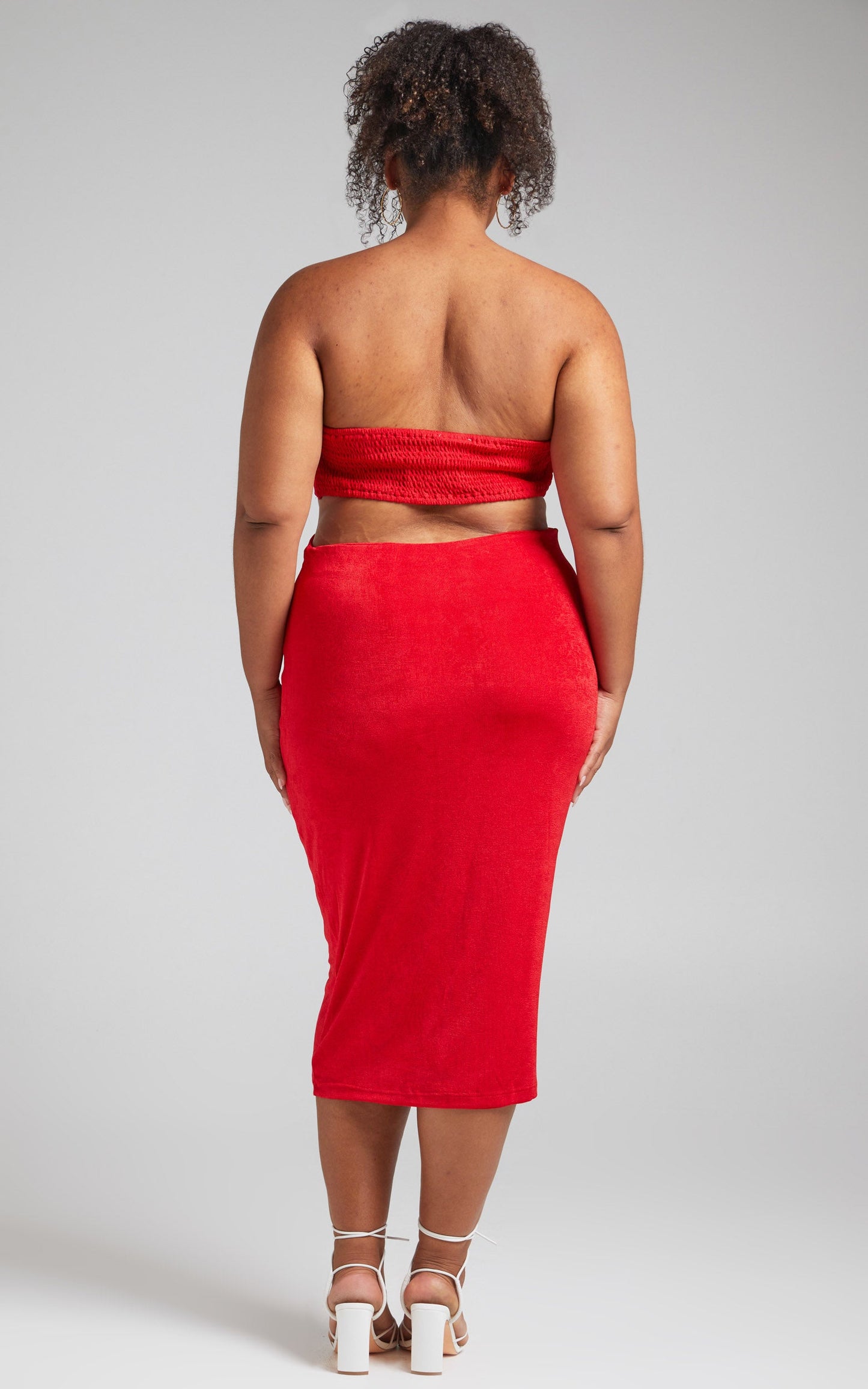 Candence Twist Front Strapless Dress in Red