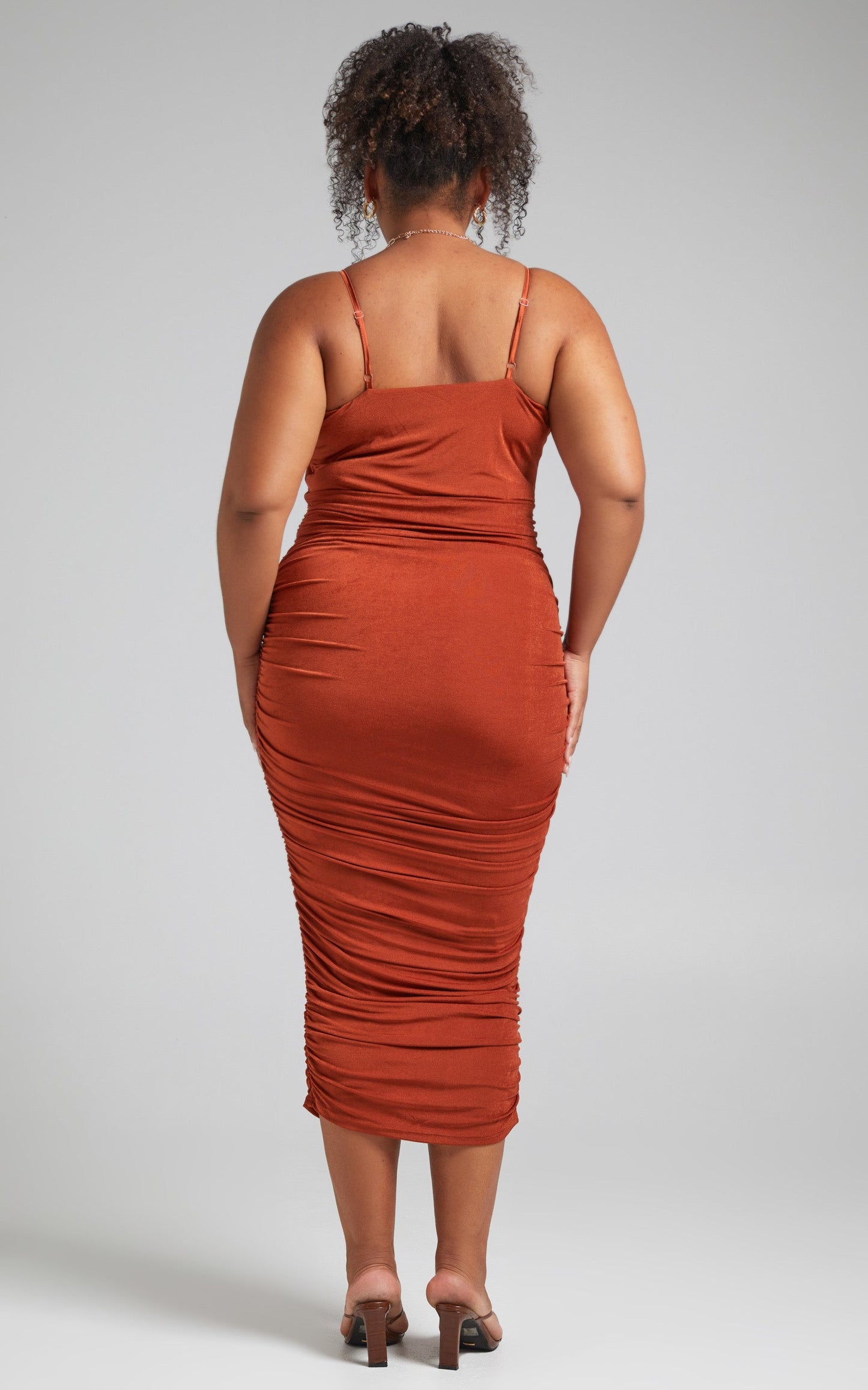 Commit To Me Midi Dress - Strappy Bodycon Dress in Rust