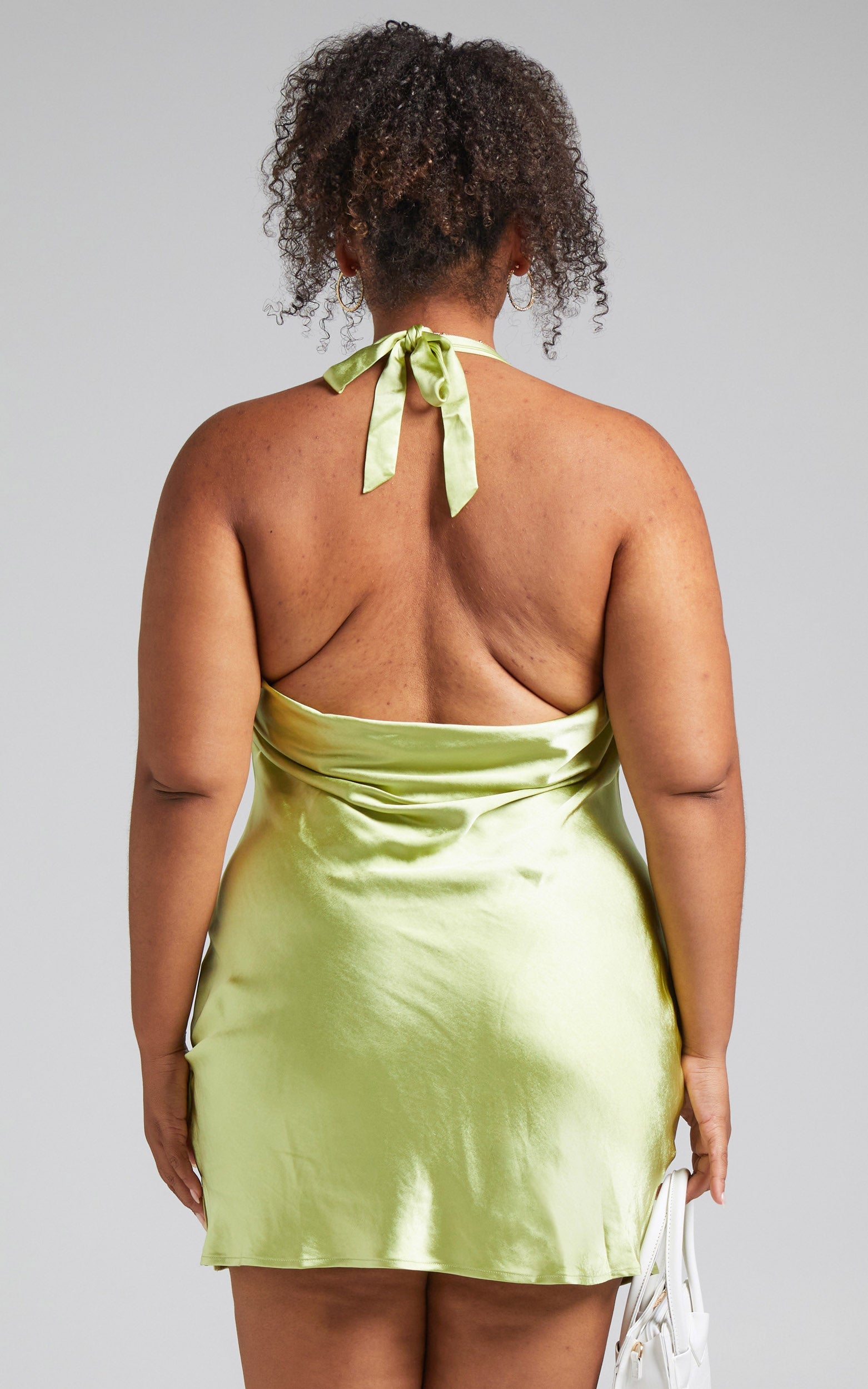 Waverly Mini Dress - Cowl Neck Halter Dress in Green