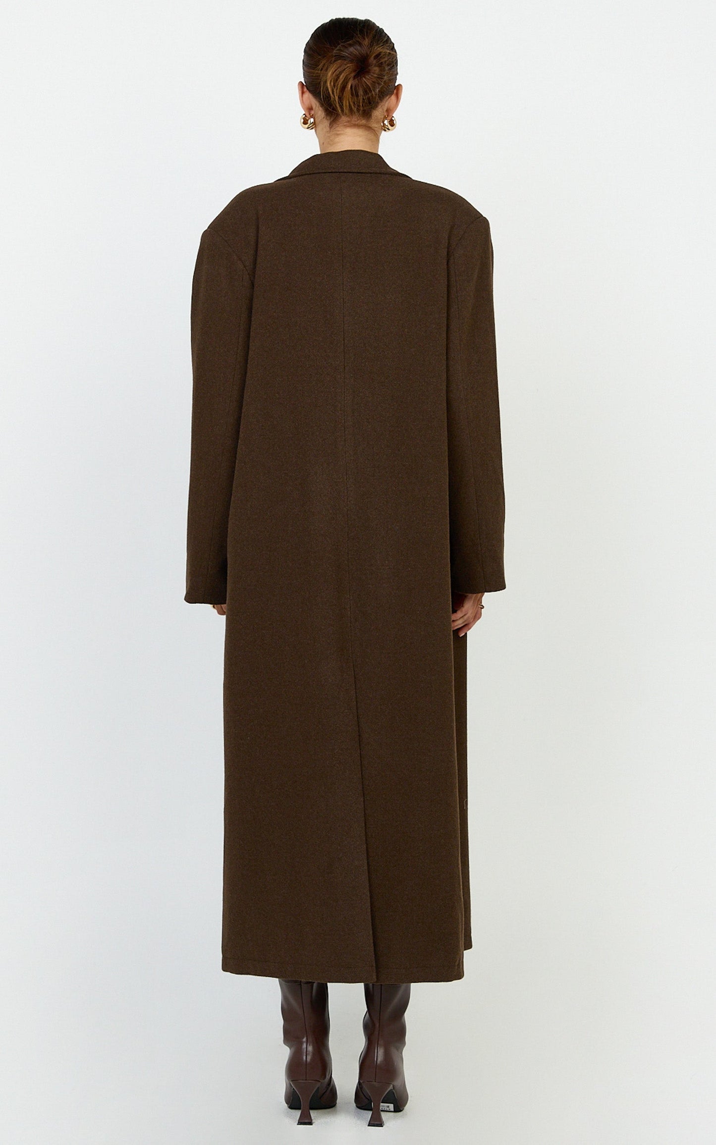 Eloise Coat - Oversized Longline Tailored Coat in Mocha Brown