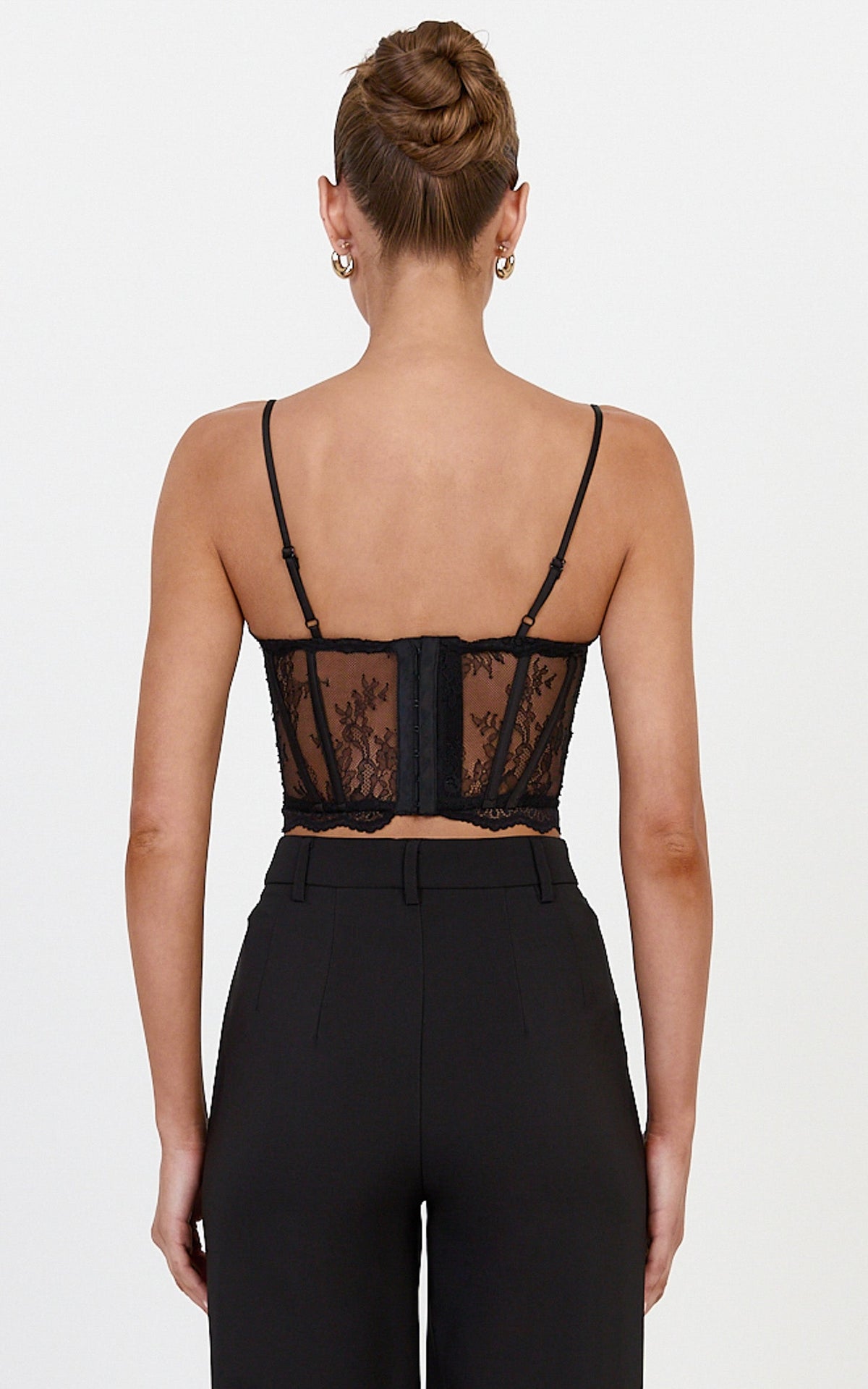 Isabella Top - Lace Bustier Corset Top in Black